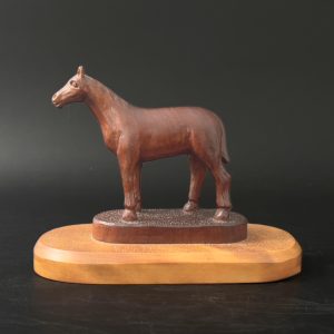 Vintage Hand-Carved Wood Horse Statue: Equestrian Rustic Decor