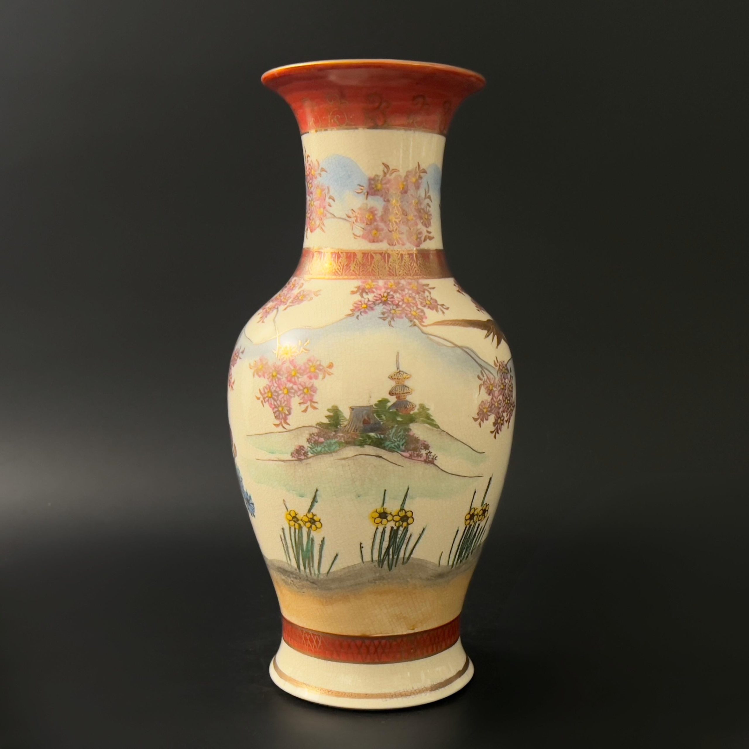 Vintage Satsuma Vase: Hand-Painted Japanese Pottery, Shimazu Clan Mon, 12" - Image 4