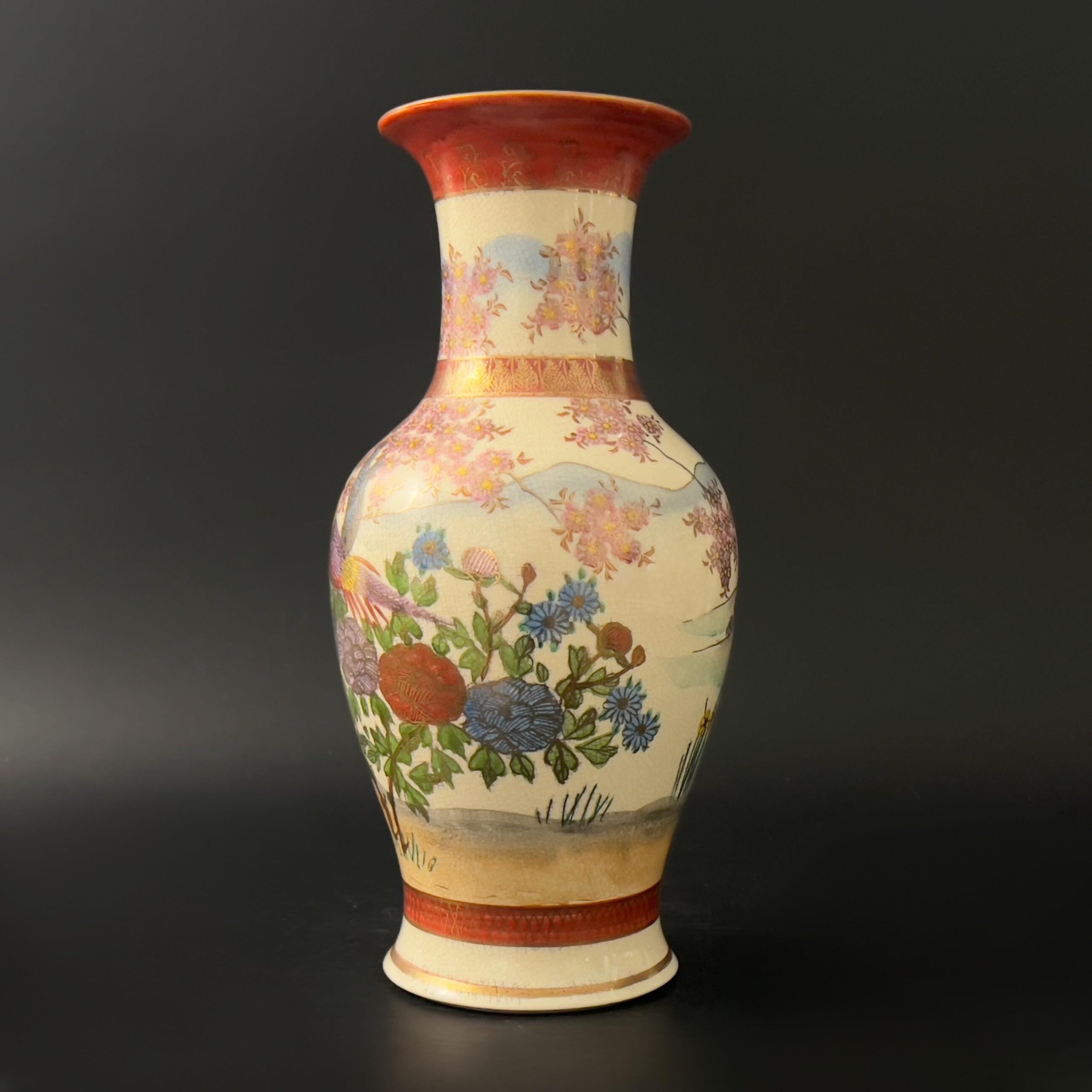 Vintage Satsuma Vase: Hand-Painted Japanese Pottery, Shimazu Clan Mon, 12" - Image 3
