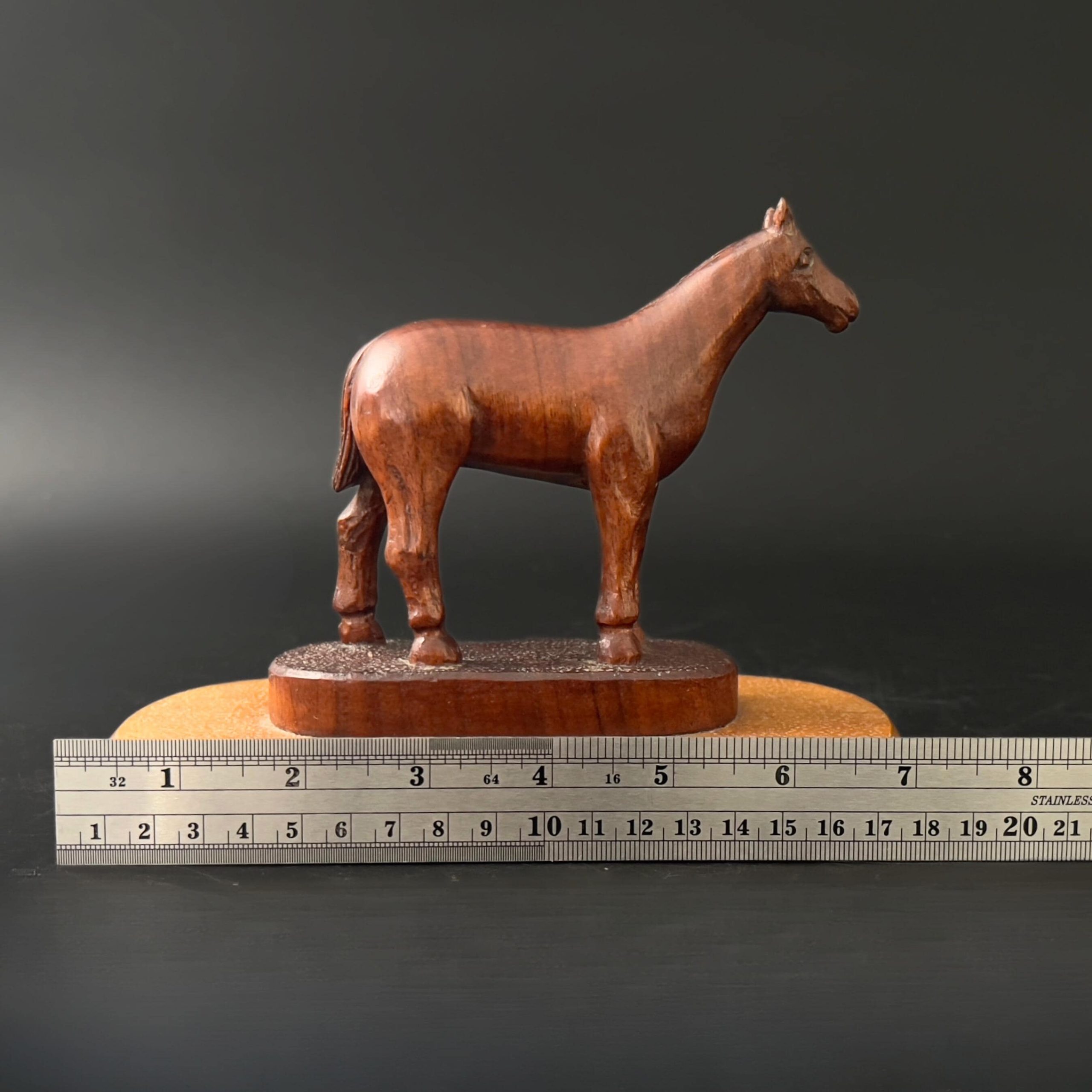 Vintage Hand-Carved Wood Horse Statue: Equestrian Rustic Decor - Image 9