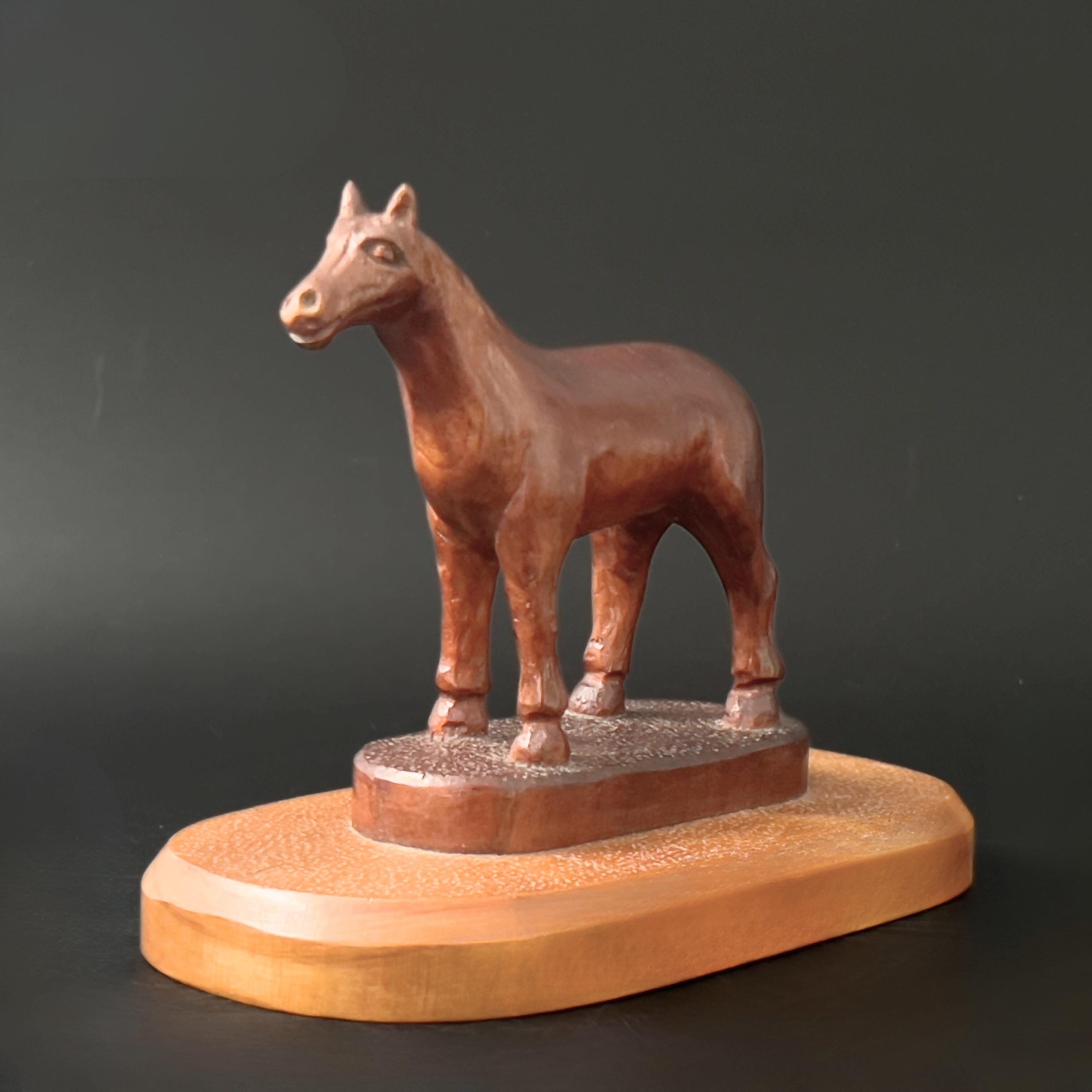 Vintage Hand-Carved Wood Horse Statue: Equestrian Rustic Decor - Image 3