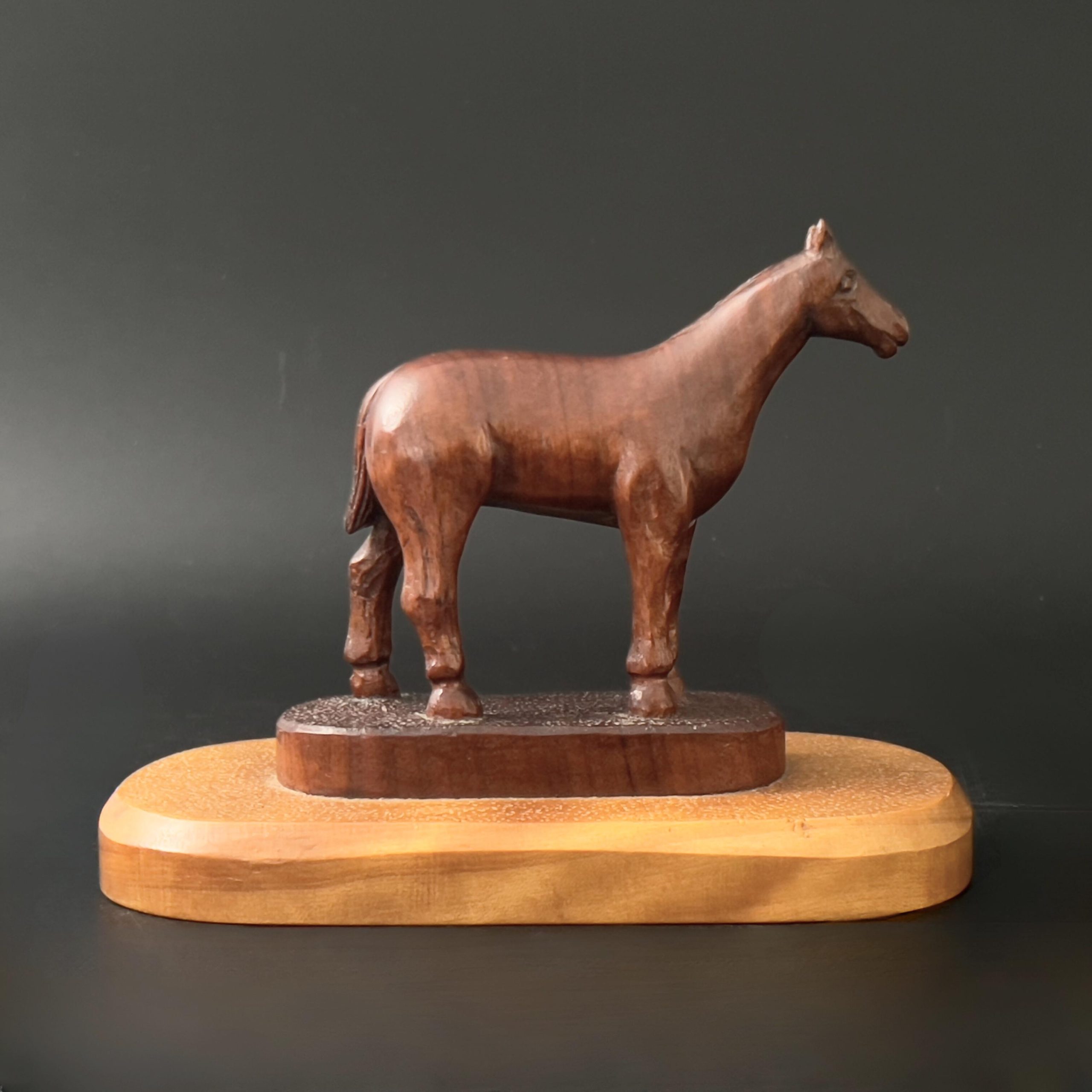 Vintage Hand-Carved Wood Horse Statue: Equestrian Rustic Decor - Image 4