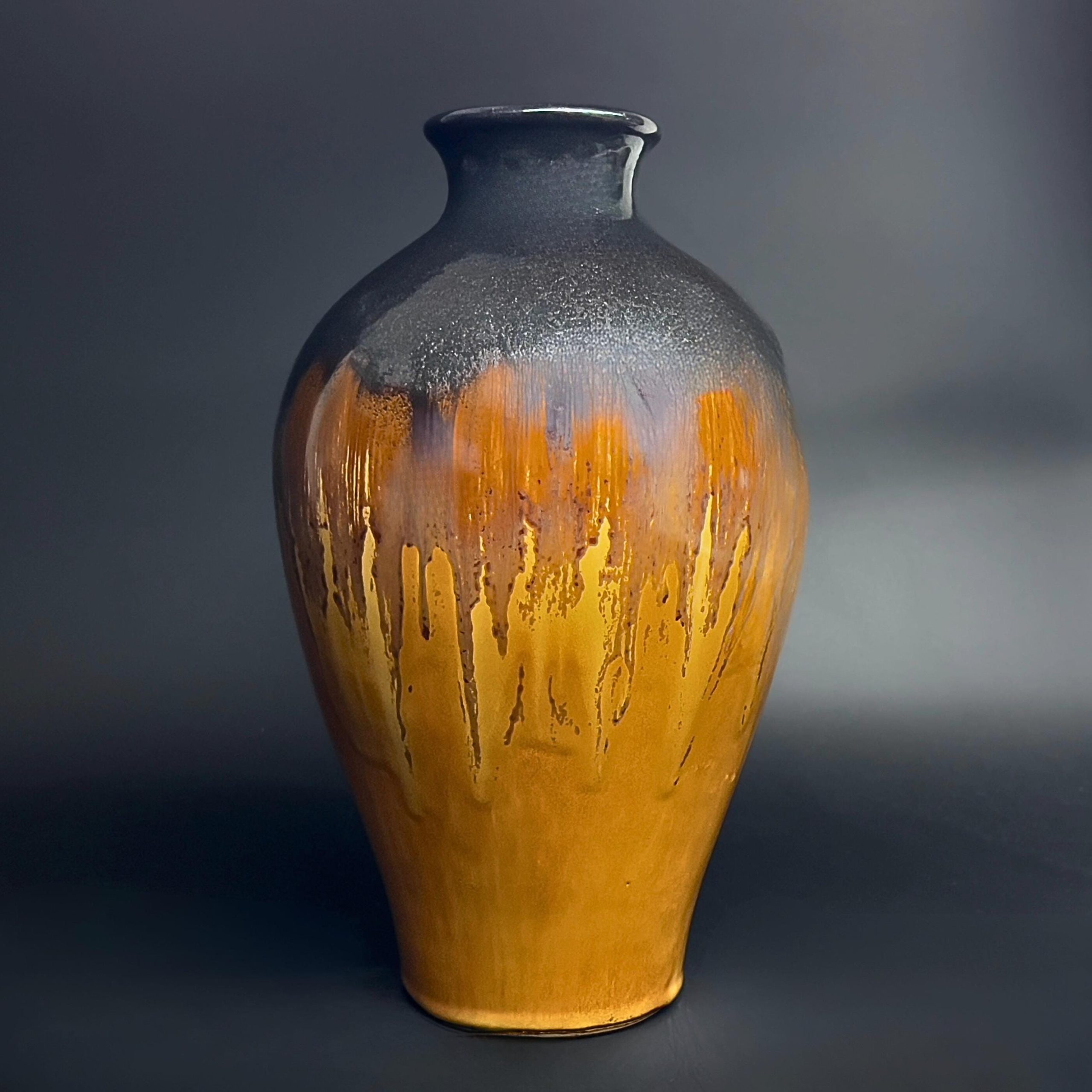Vintage Studio Pottery Drip Glaze Vase: Mid-Century Modern Baluster Vase - Image 7