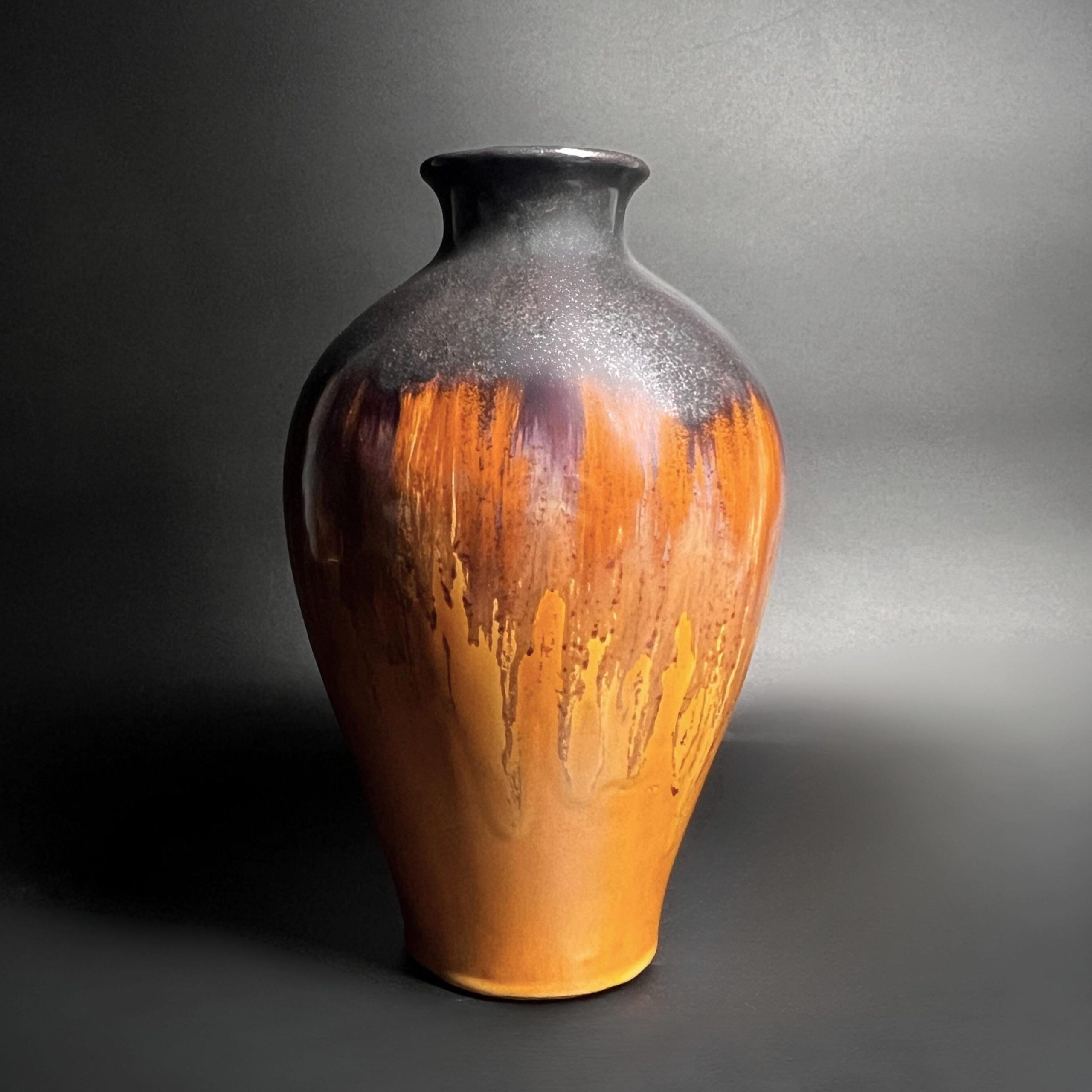 Vintage Studio Pottery Drip Glaze Vase: Mid-Century Modern Baluster Vase - Image 3