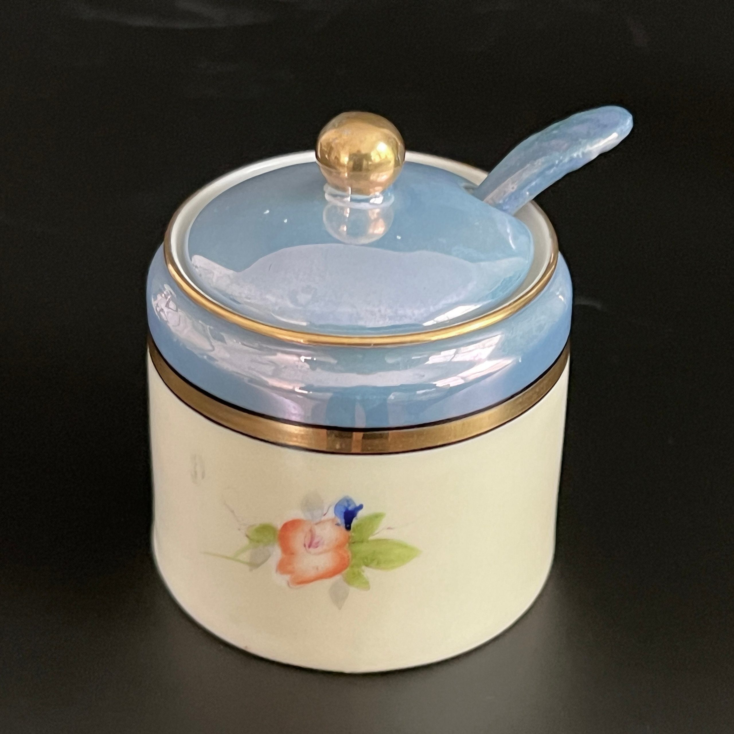 Antique Noritake Lusterware Condiment Set: Hand-Painted Floral Art Deco - Image 5