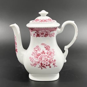 Vintage Mitterteich Bavaria Porcelain Coffee Pot: Royal Derby Red Floral Design