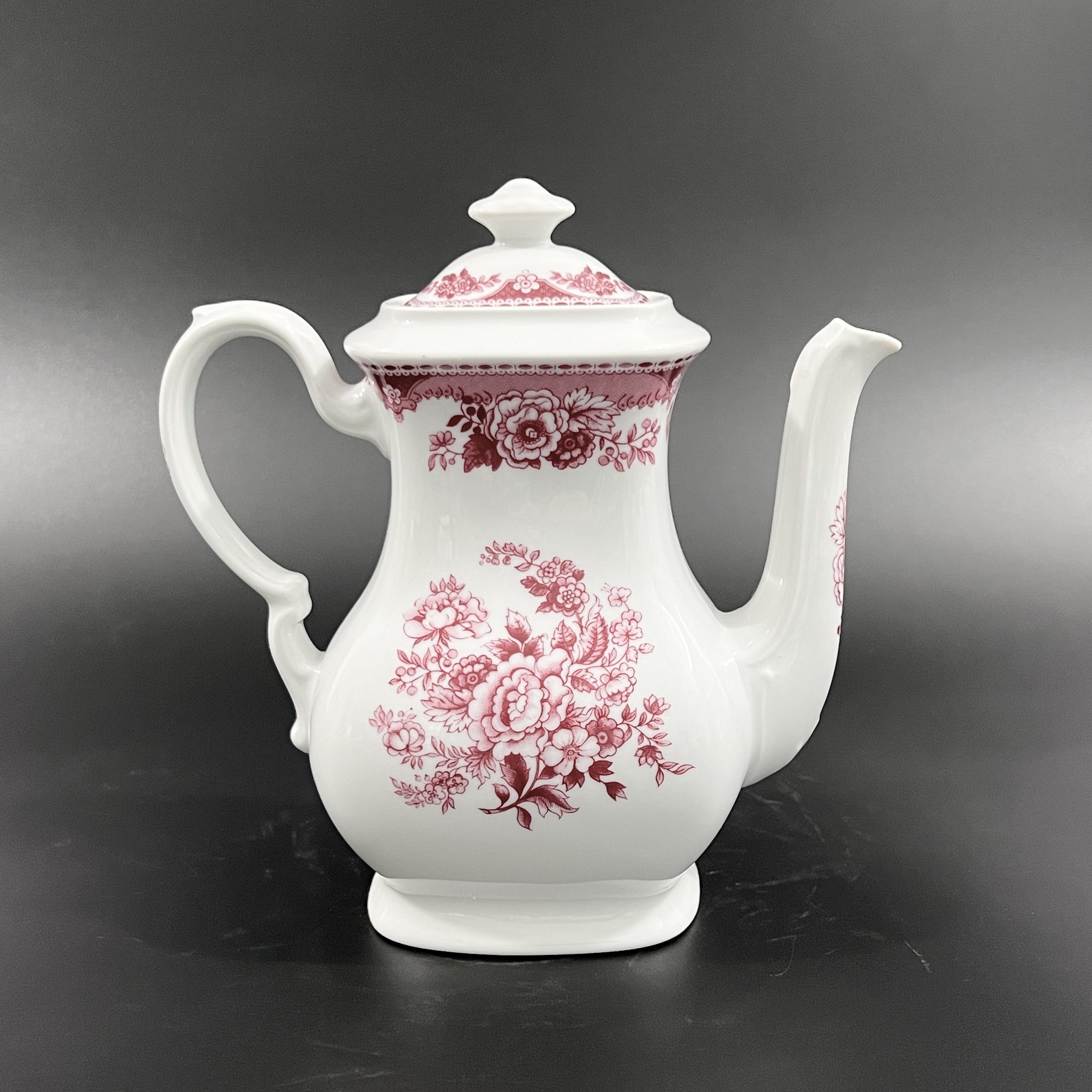 Vintage Mitterteich Bavaria Porcelain Coffee Pot: Royal Derby Red Floral Design - Image 3