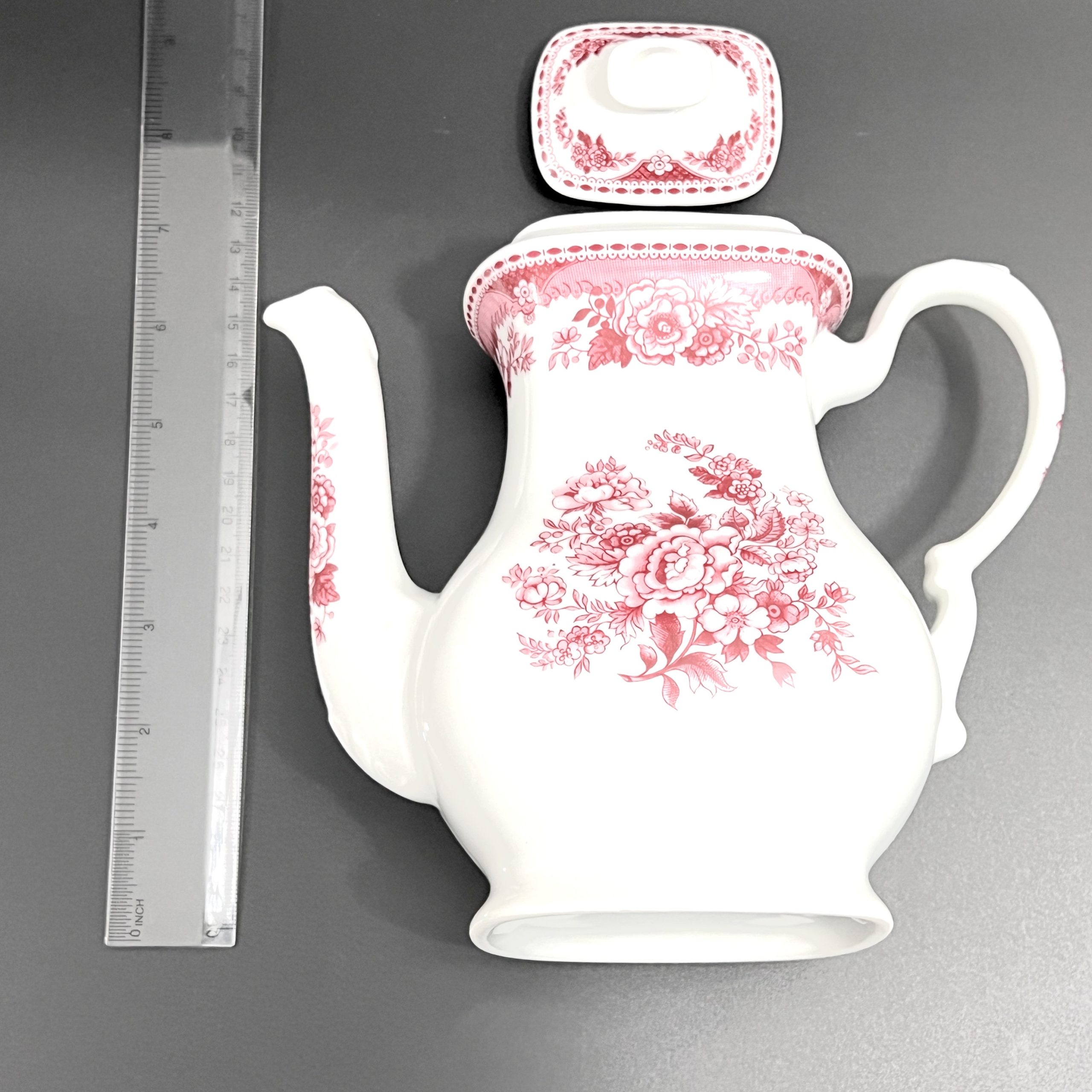 Vintage Mitterteich Bavaria Porcelain Coffee Pot: Royal Derby Red Floral Design - Image 9