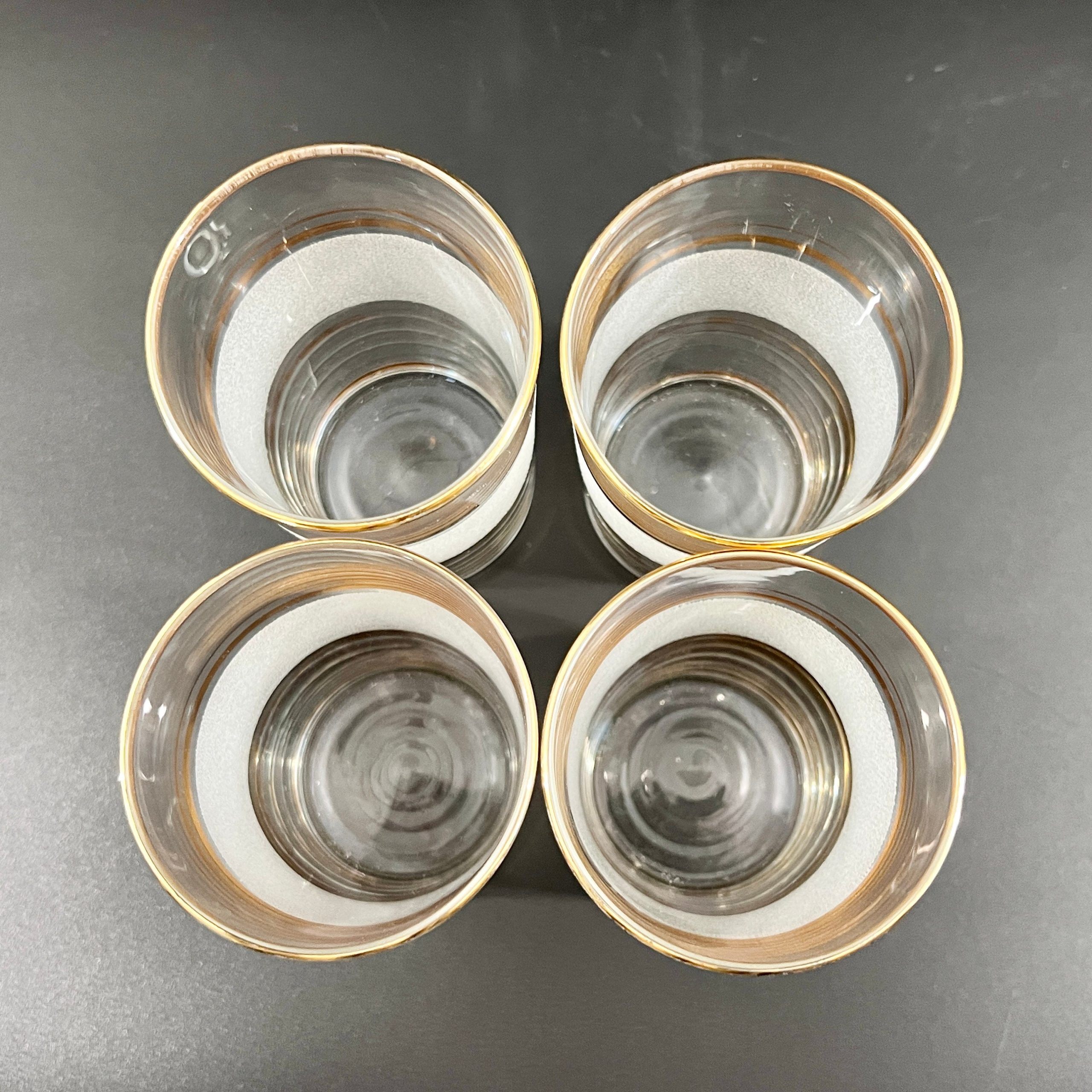 Midcentury Pitcher and Tumblers: Gold Frost Banded Barware Set - Image 7