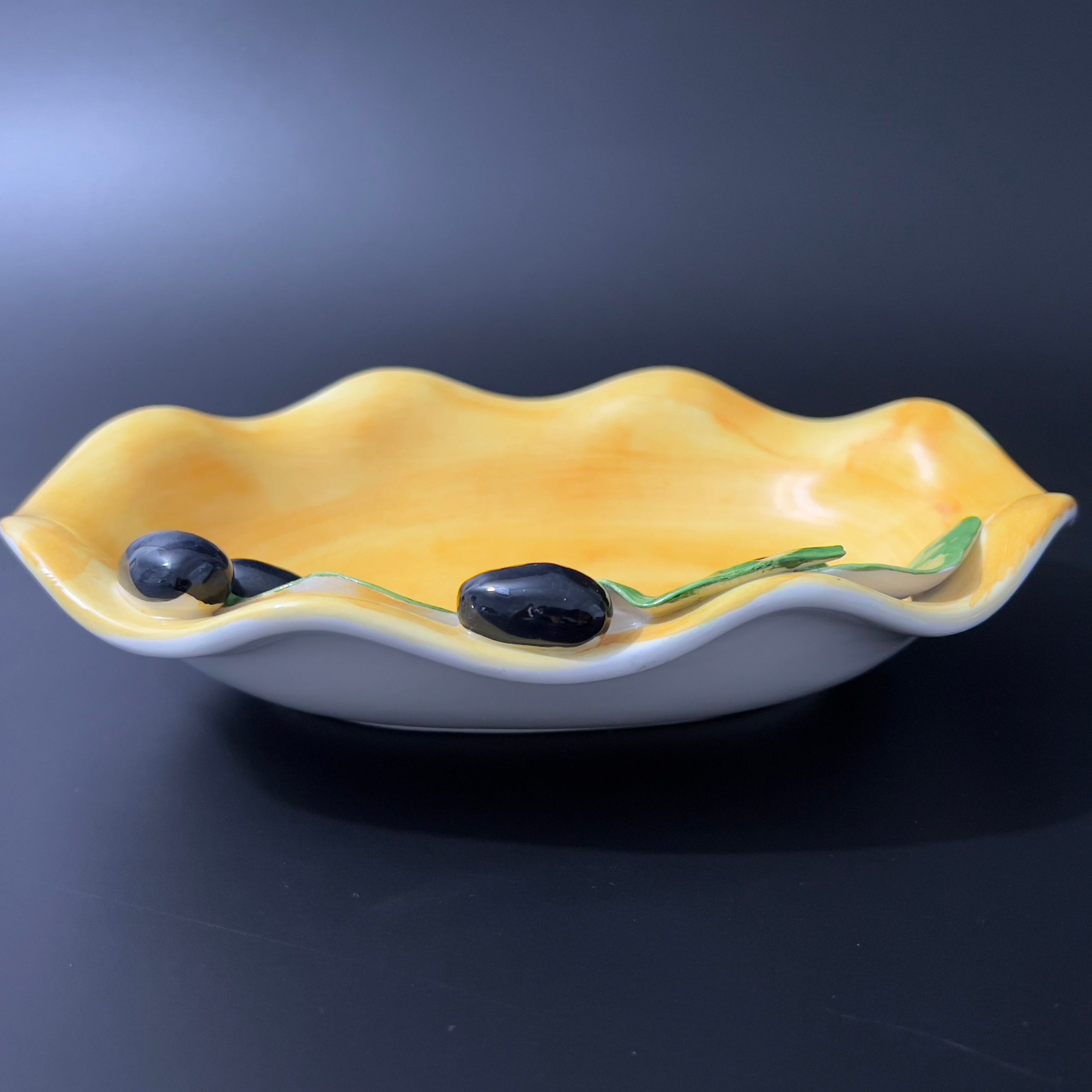 Vintage Hand Painted Italian Pottery: Maiolica Olives & Leaves, Valli Ceramiche - Image 5