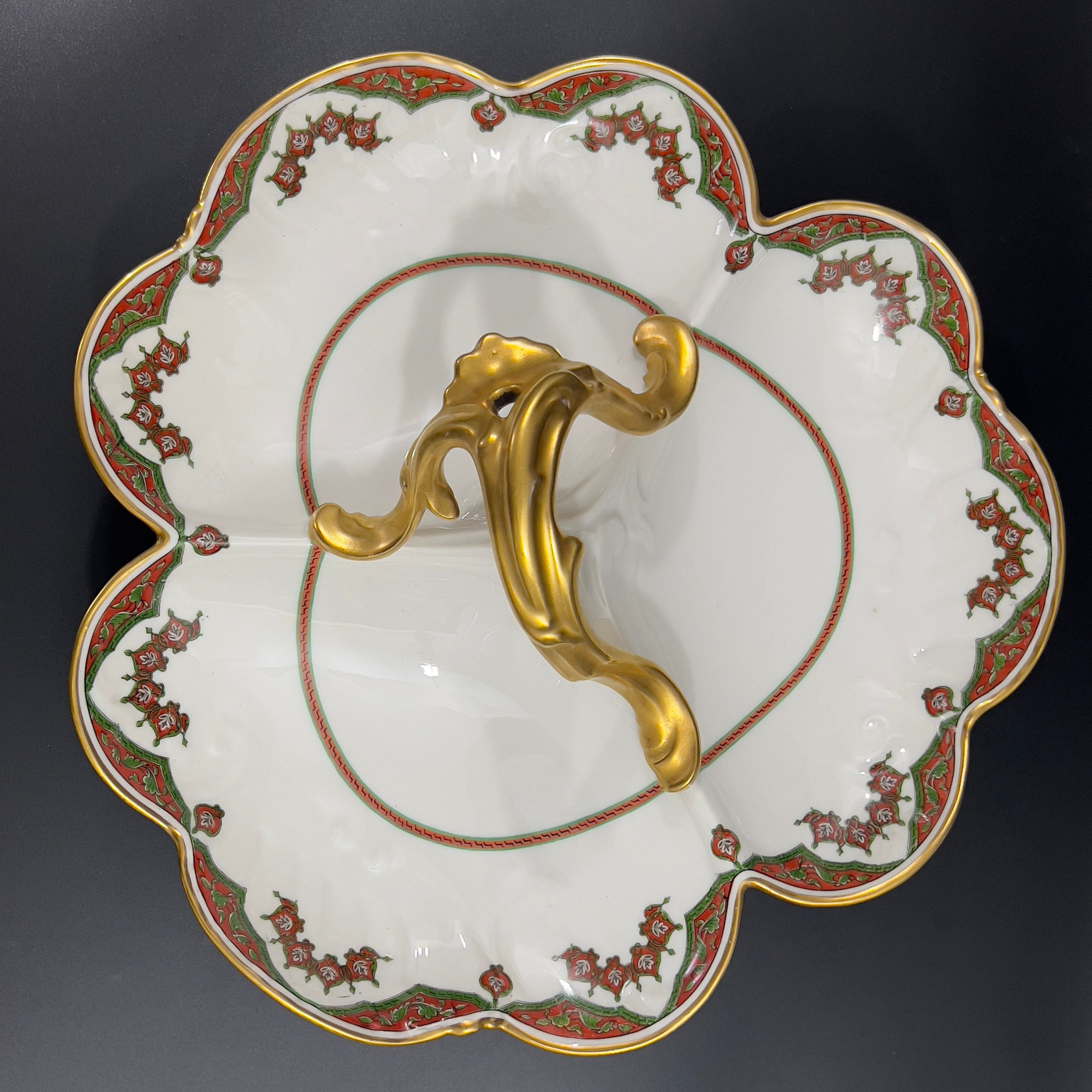 Antique Limoges Porcelain Serving Dish: Art Nouveau Gold Trim, D&C France - Image 8