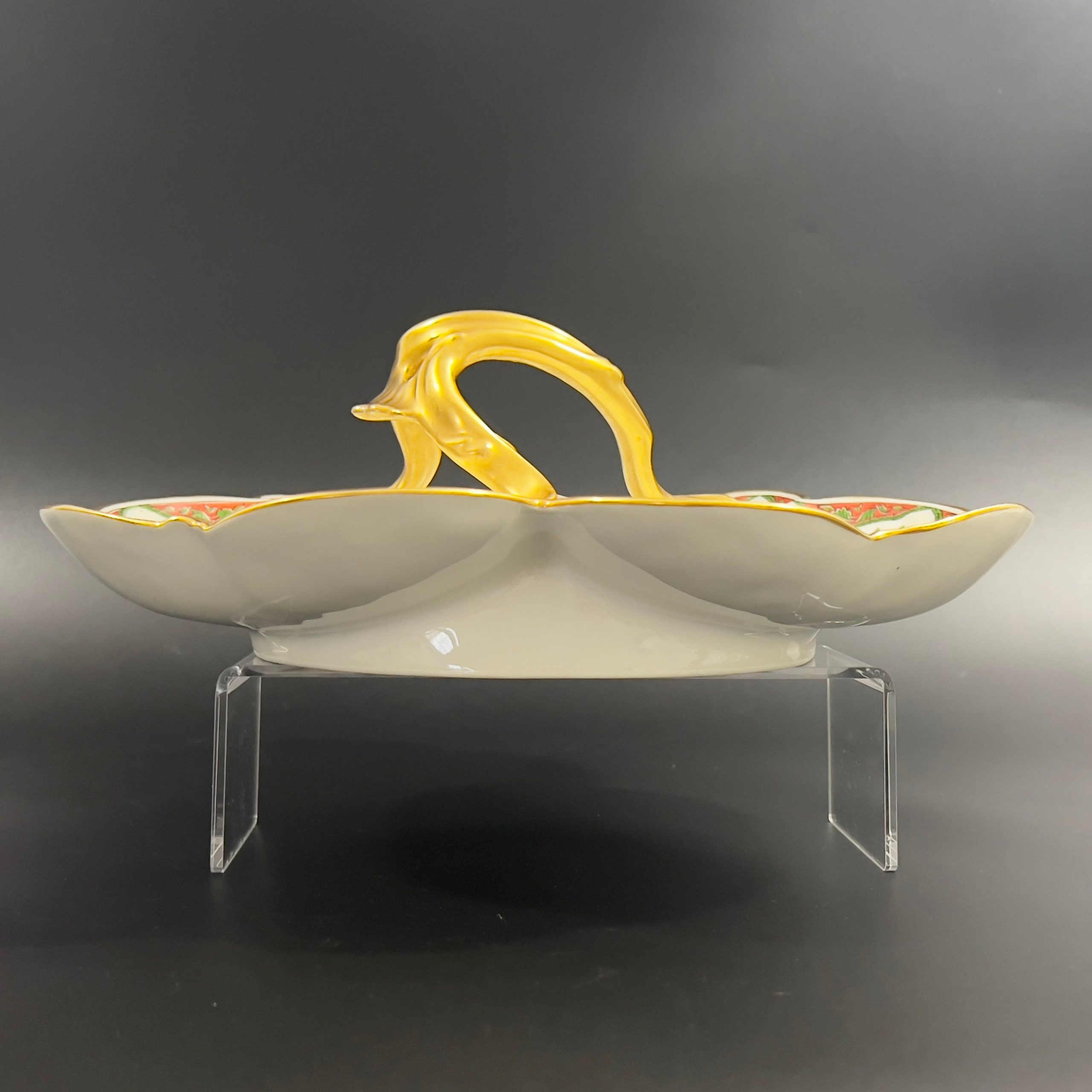 Antique Limoges Porcelain Serving Dish: Art Nouveau Gold Trim, D&C France - Image 6