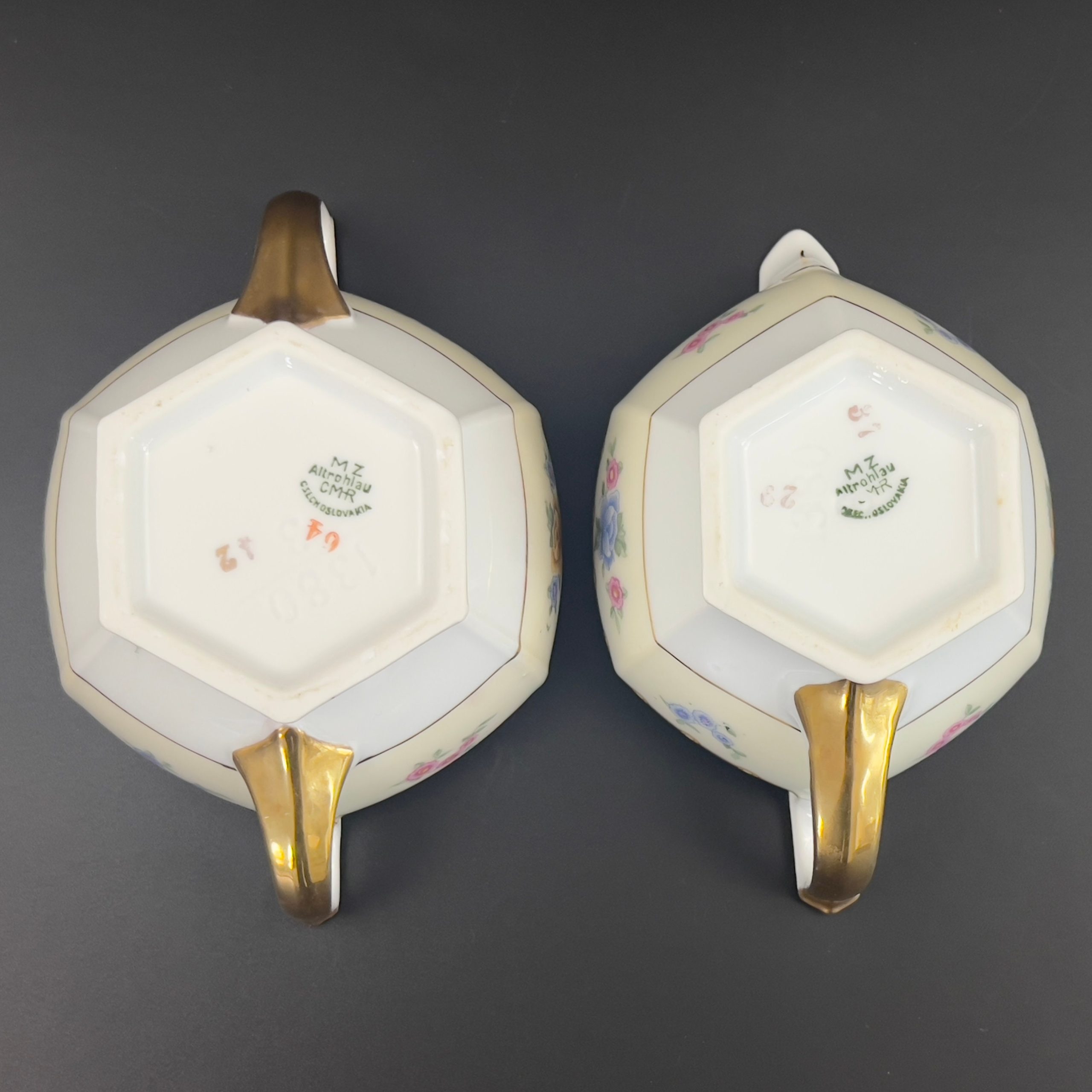 Antique MZ Altrohlau Porcelain Creamer and Sugar Bowl - Berkshire Pattern - Image 10