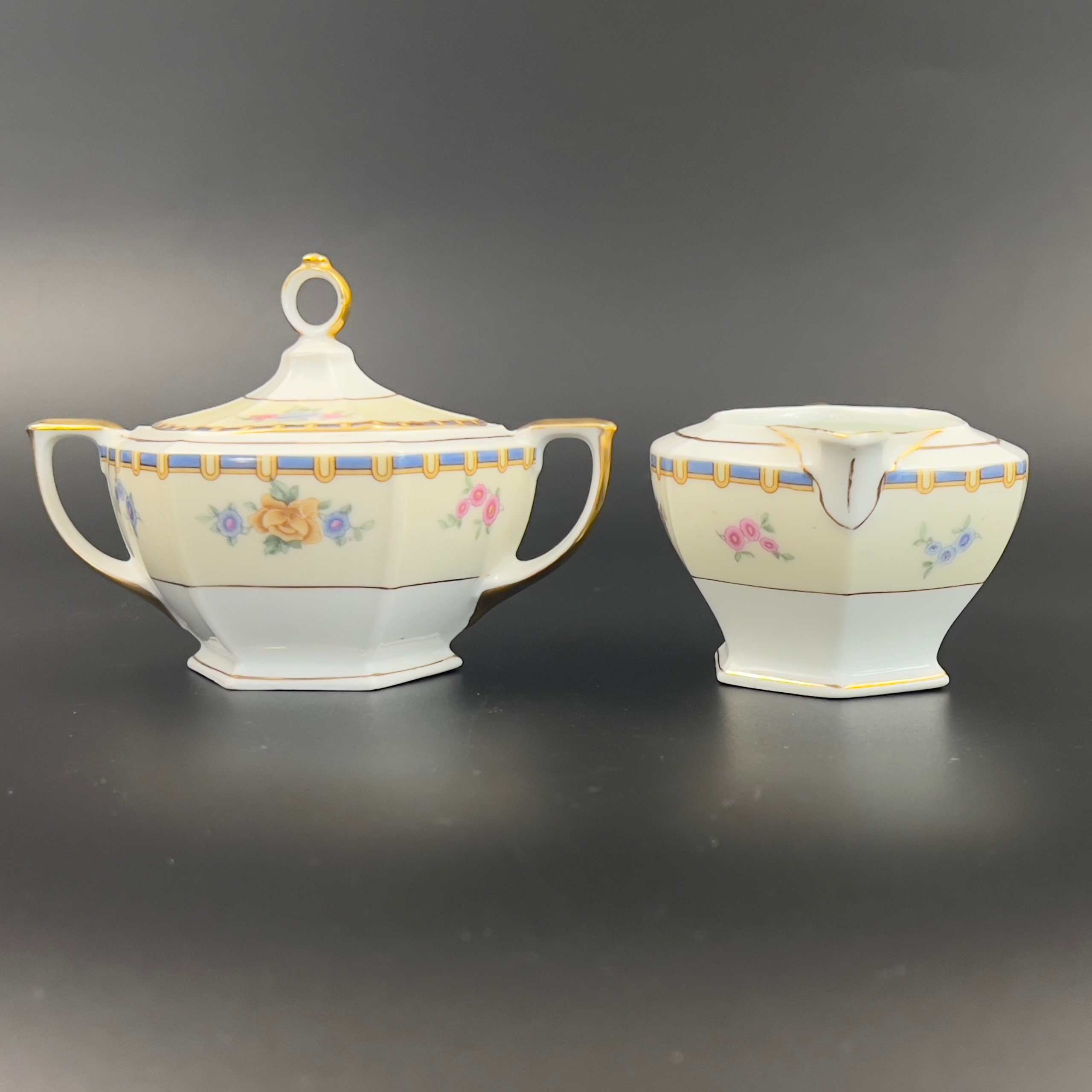 Antique MZ Altrohlau Porcelain Creamer and Sugar Bowl - Berkshire Pattern - Image 4