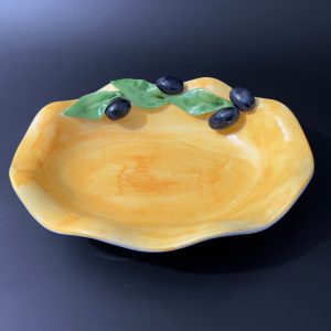 Vintage Hand Painted Italian Pottery: Maiolica Olives & Leaves, Valli Ceramiche