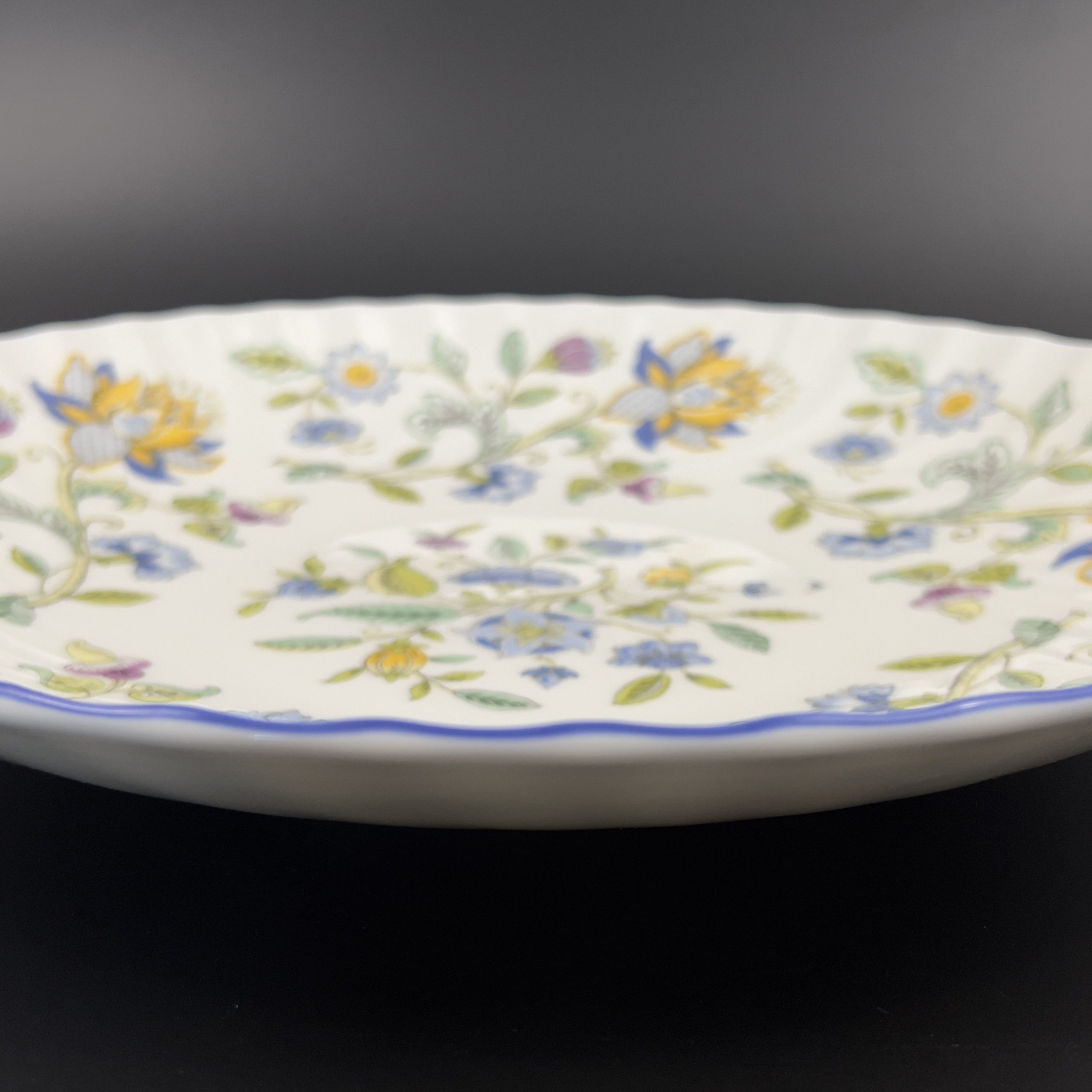 Vintage Minton Haddon Hall Bone China Serving Bowl - Blue Floral, 11 inch - Image 4