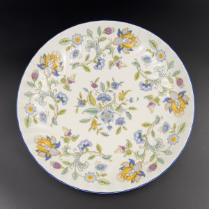 Vintage Minton Haddon Hall Bone China Serving Bowl - Blue Floral, 11 inch