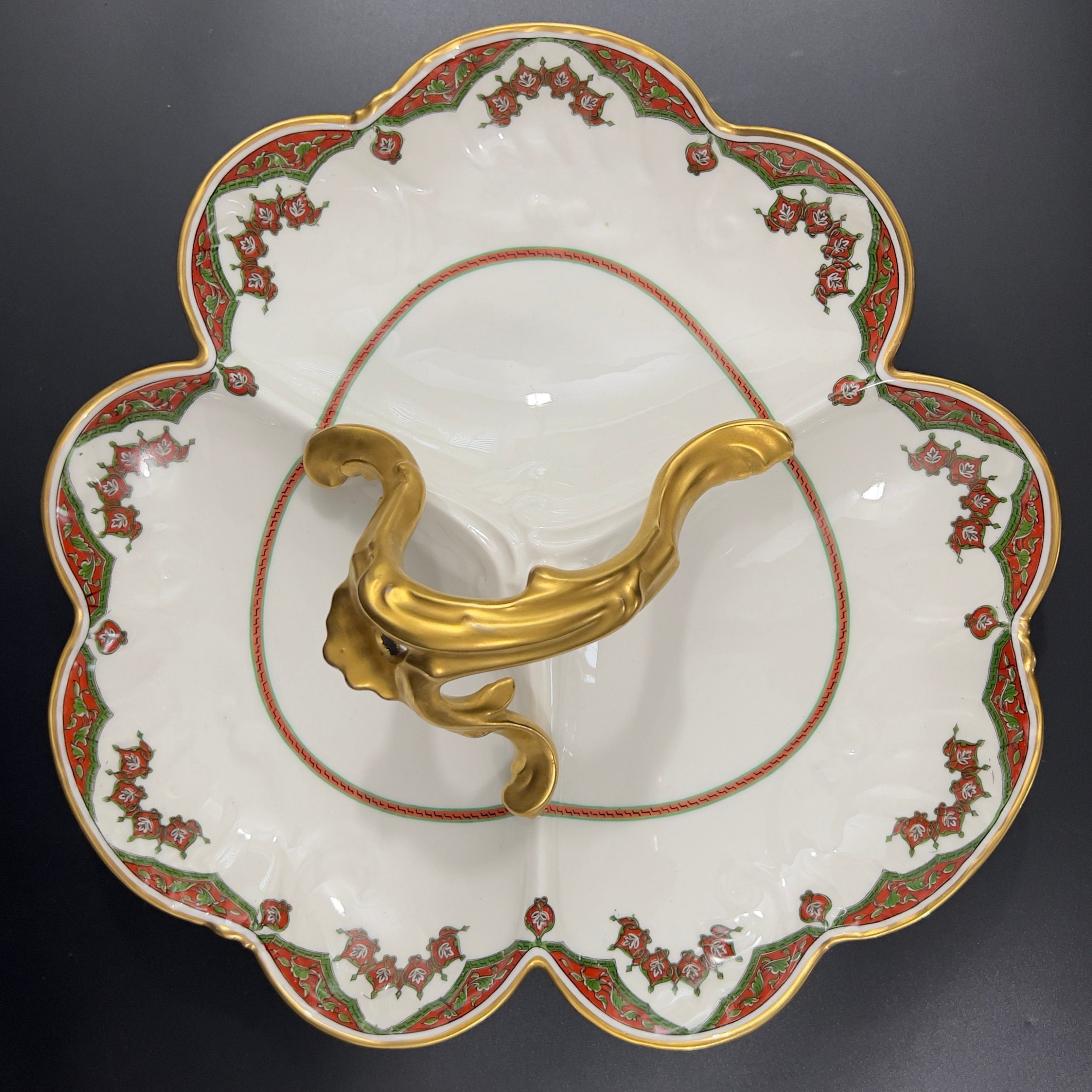 Antique Limoges Porcelain Serving Dish: Art Nouveau Gold Trim, D&C France - Image 5