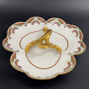 Antique Limoges Porcelain Serving Dish: Art Nouveau Gold Trim, D&C France