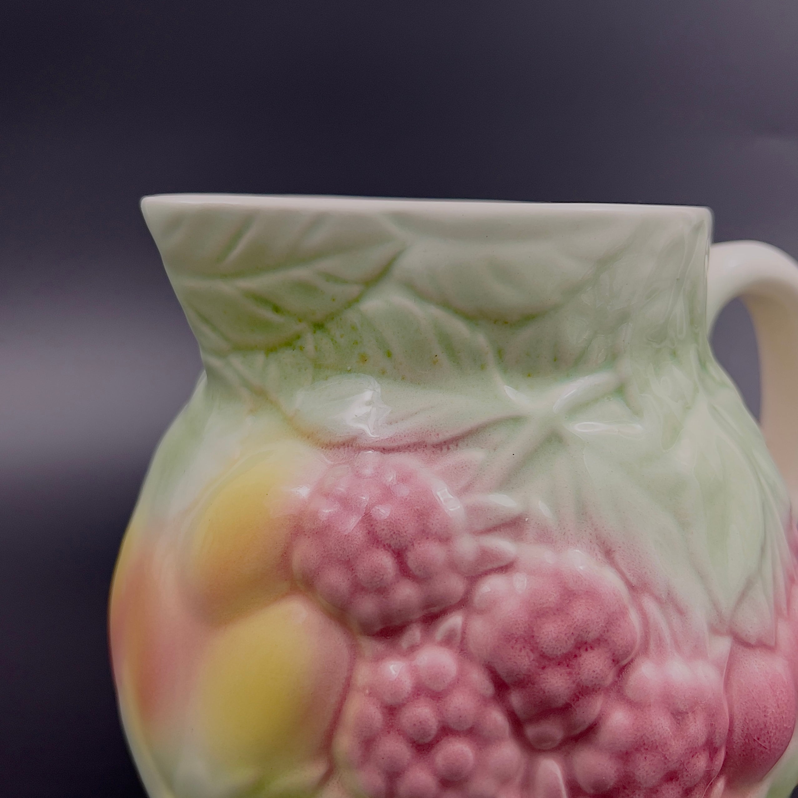Vintage Salins Les Bains Majolica Pitcher: French Summer Fruits Decor - Image 7