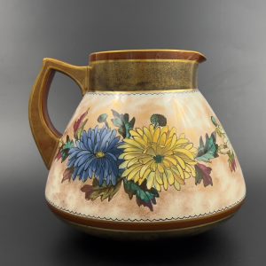Antique Royal Doulton Floral Pitcher: 1879 Victorian Earthenware Jug