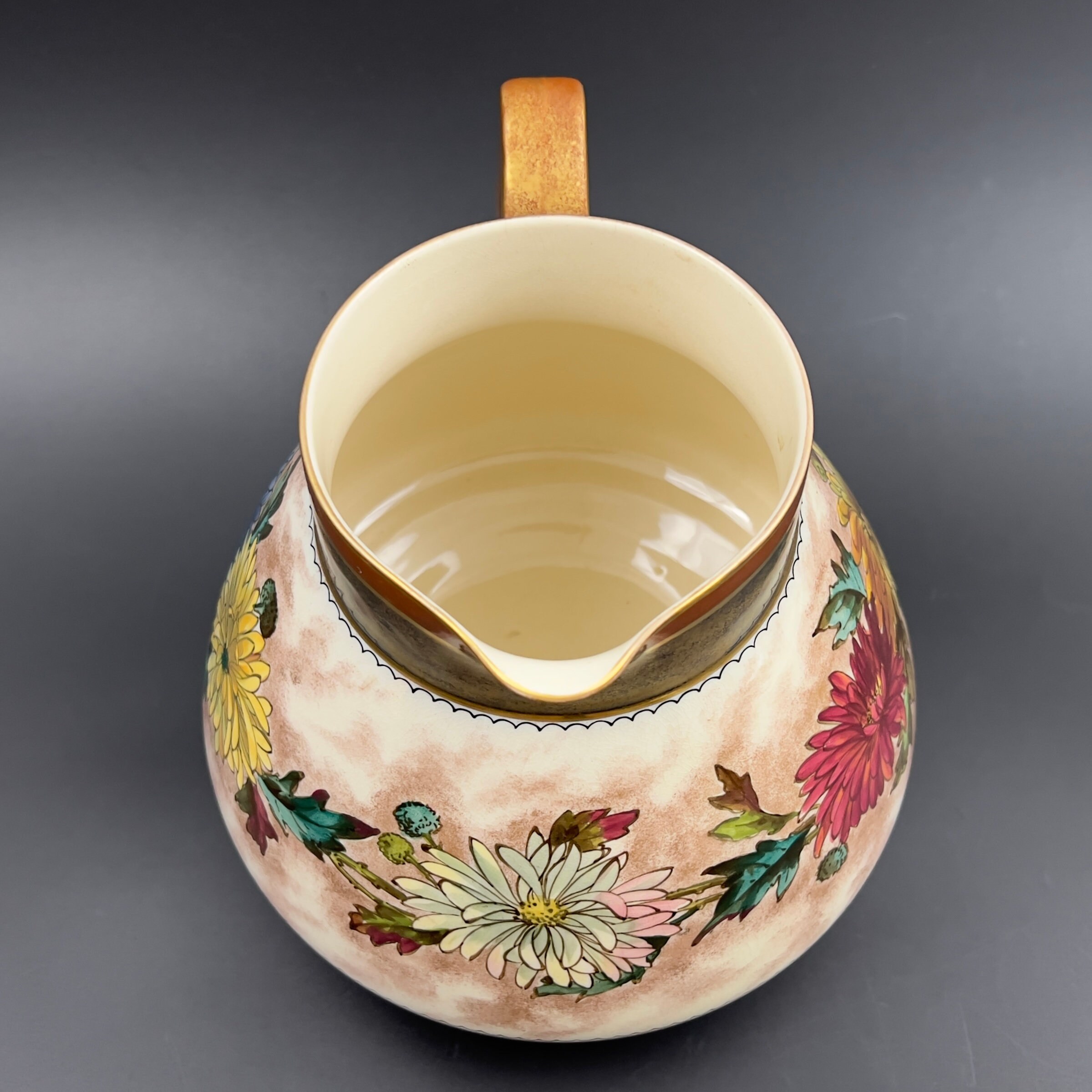 Antique Royal Doulton Floral Pitcher: 1879 Victorian Earthenware Jug - Image 5