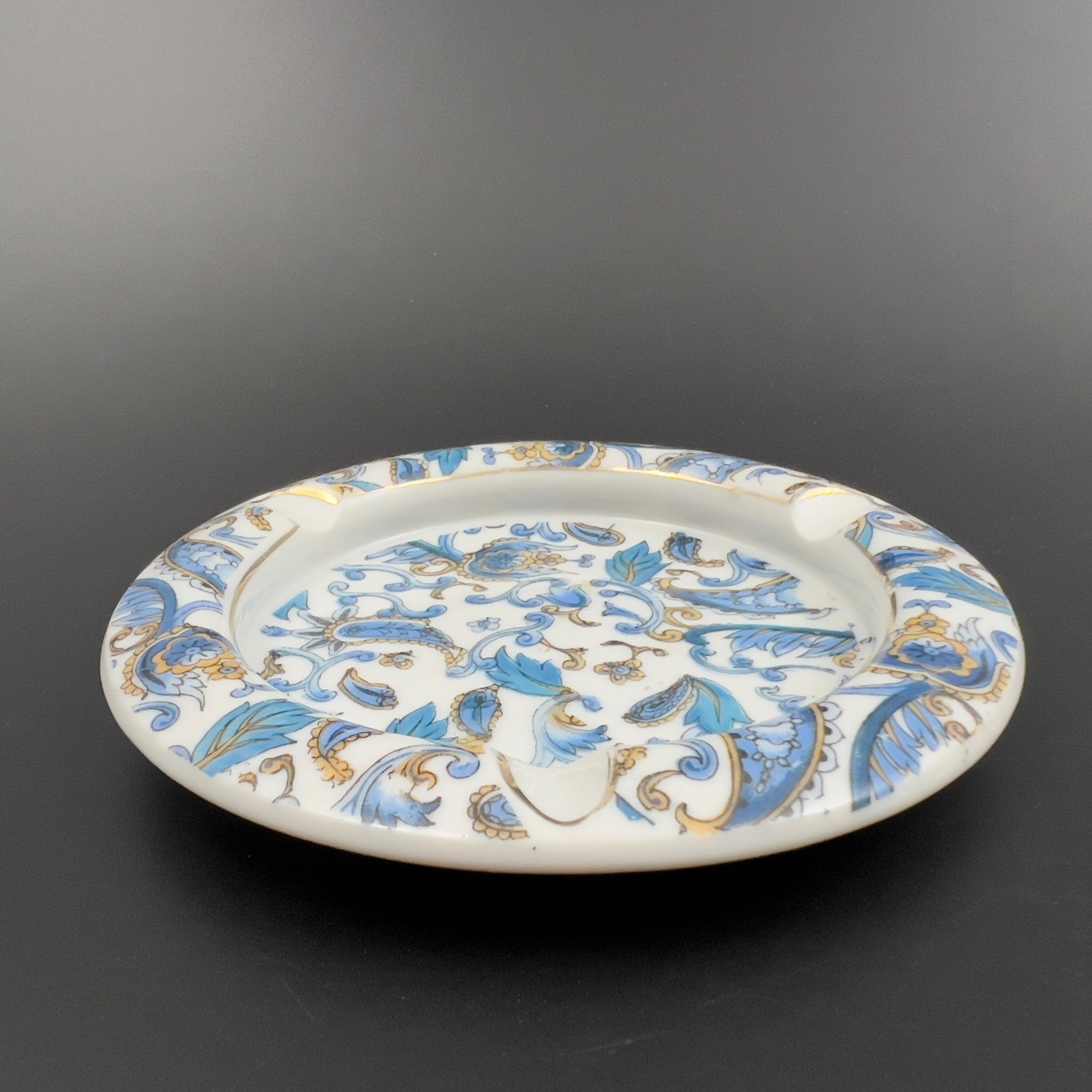 Vintage Lefton Porcelain Ashtray: Blue Paisley Trinket Dish - Image 4