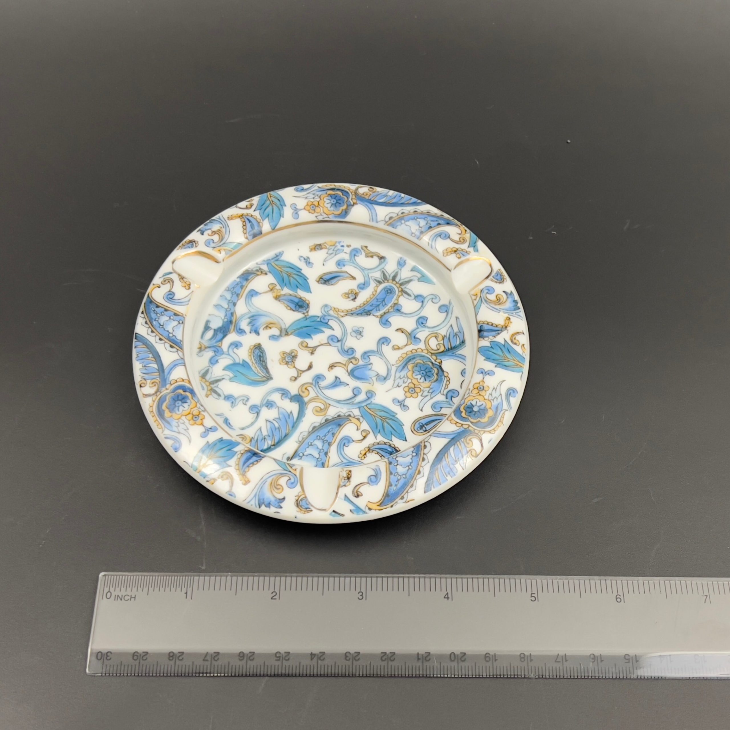 Vintage Lefton Porcelain Ashtray: Blue Paisley Trinket Dish - Image 7