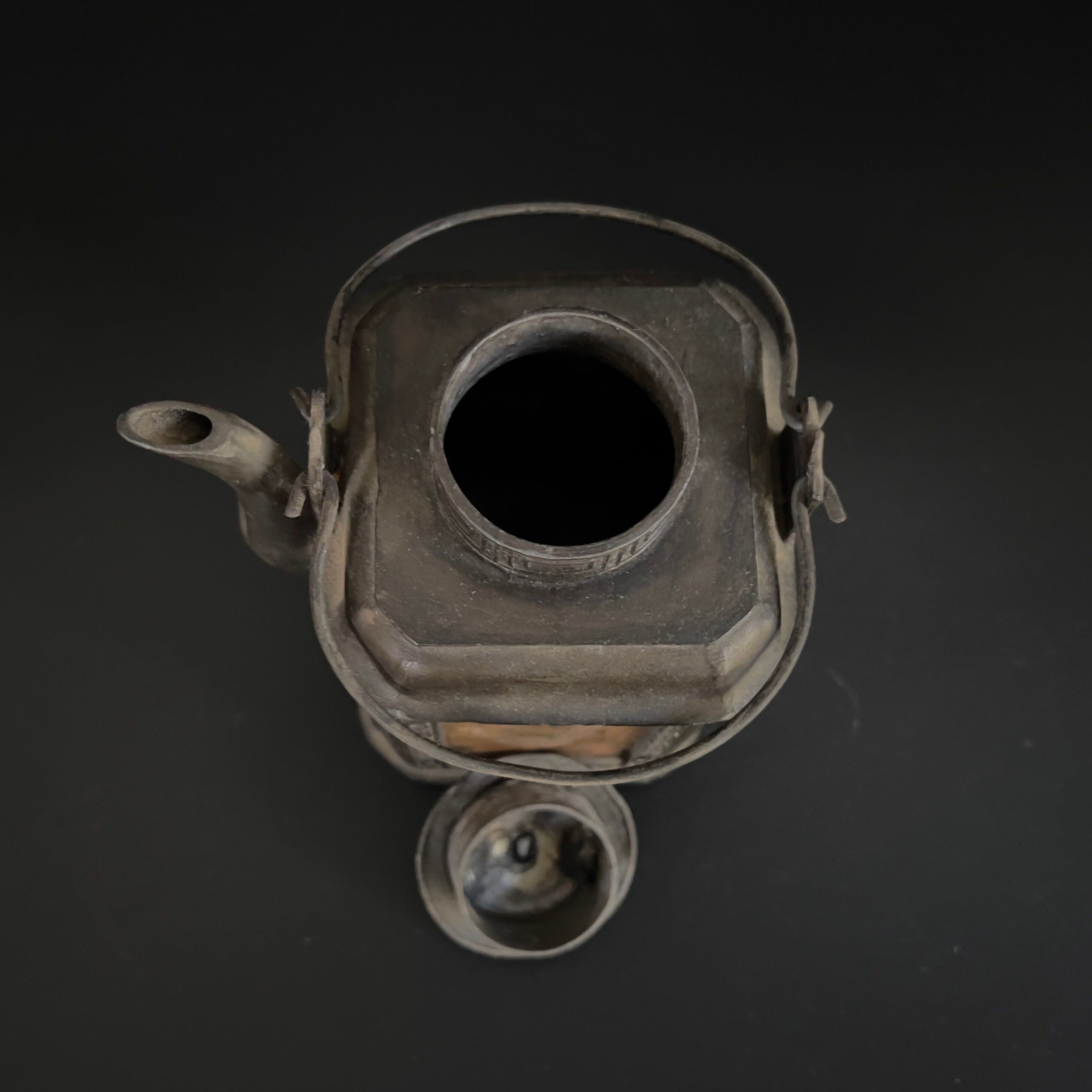 Antique Shantou Pewter Teapot: Chinese Eglomise Painted Glass - Image 9