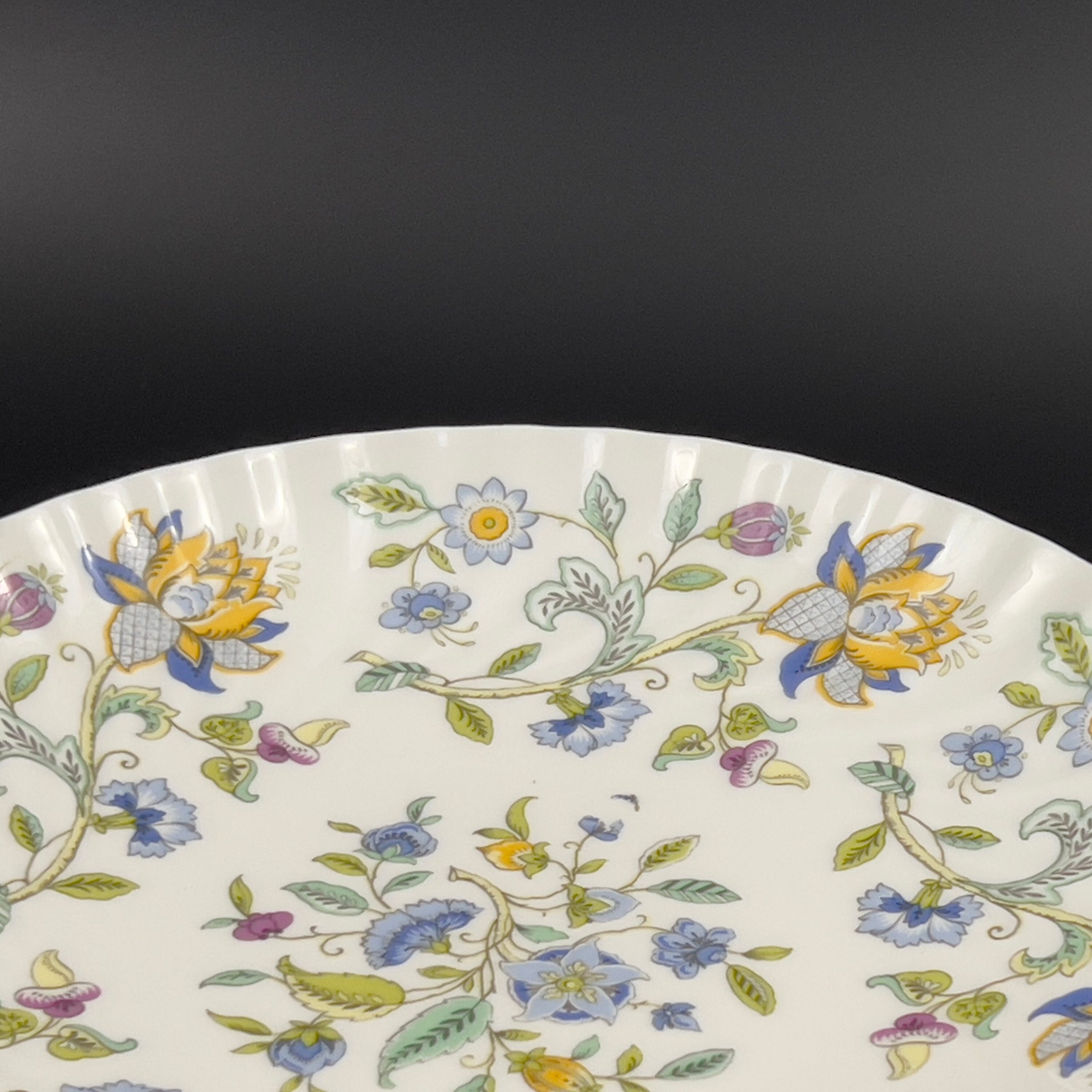 Vintage Minton Haddon Hall Bone China Serving Bowl - Blue Floral, 11 inch - Image 6