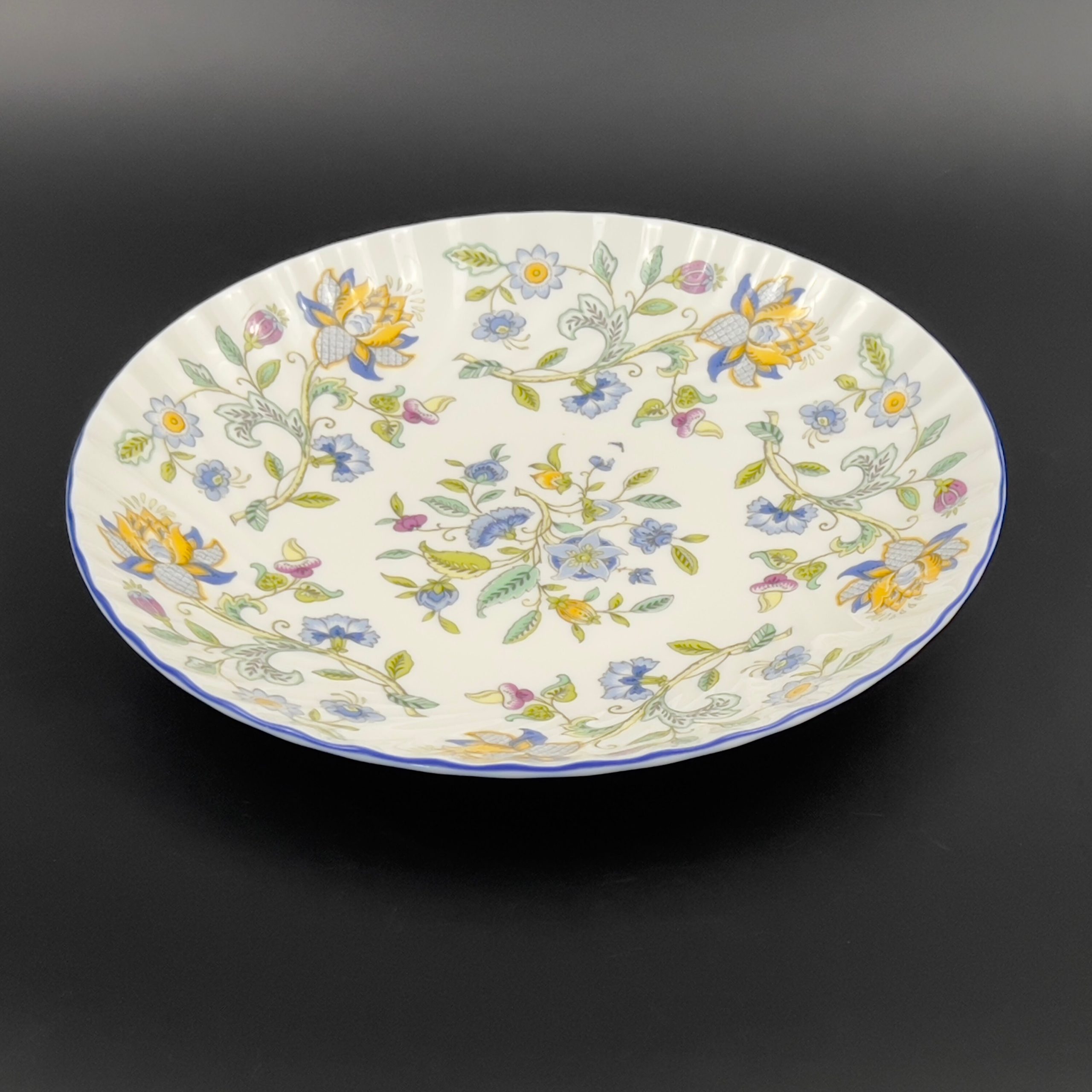 Vintage Minton Haddon Hall Bone China Serving Bowl - Blue Floral, 11 inch - Image 5