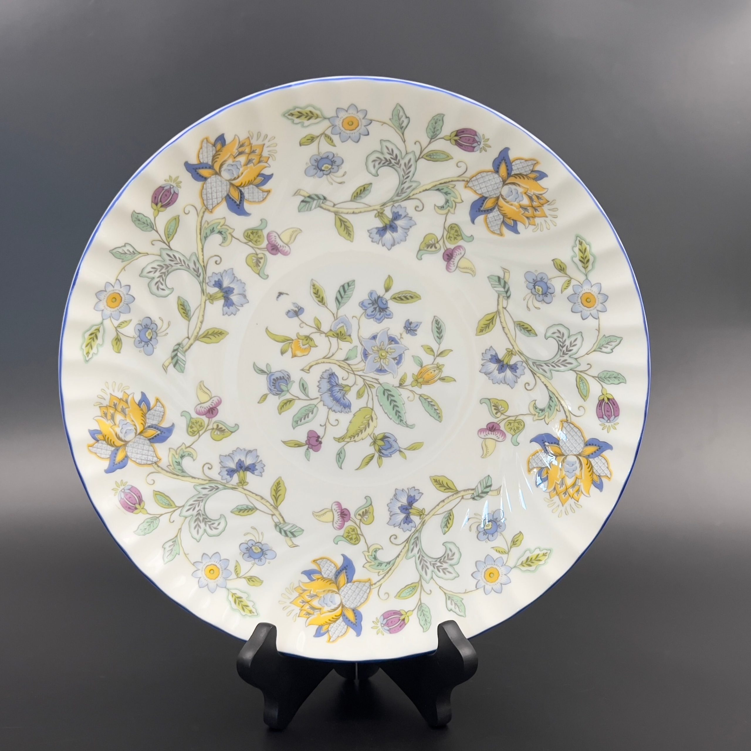 Vintage Minton Haddon Hall Bone China Serving Bowl - Blue Floral, 11 inch - Image 3