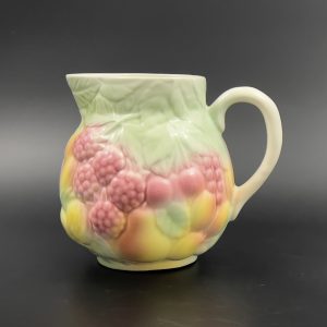 Vintage Salins Les Bains Majolica Pitcher: French Summer Fruits Decor