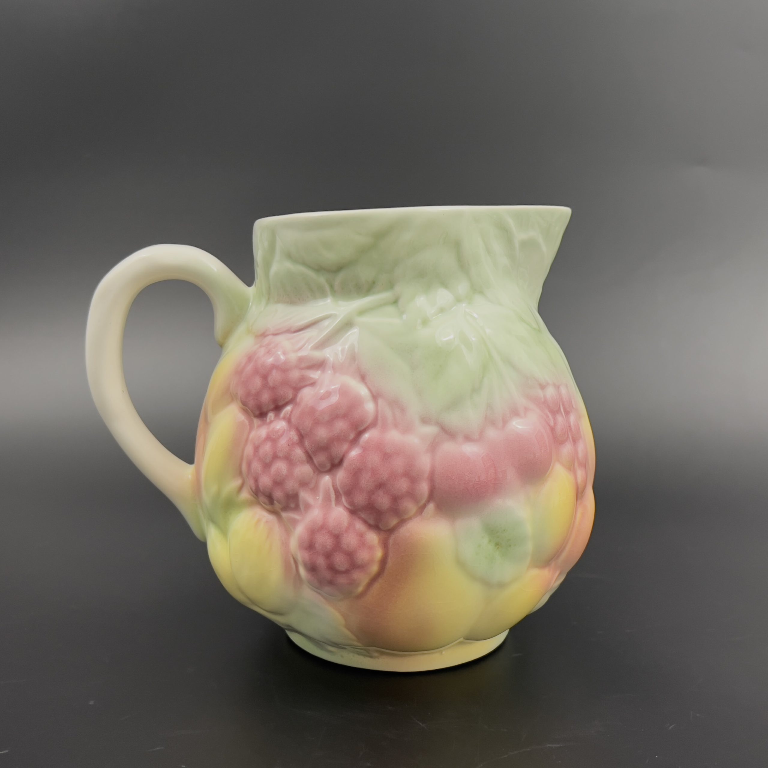 Vintage Salins Les Bains Majolica Pitcher: French Summer Fruits Decor - Image 3