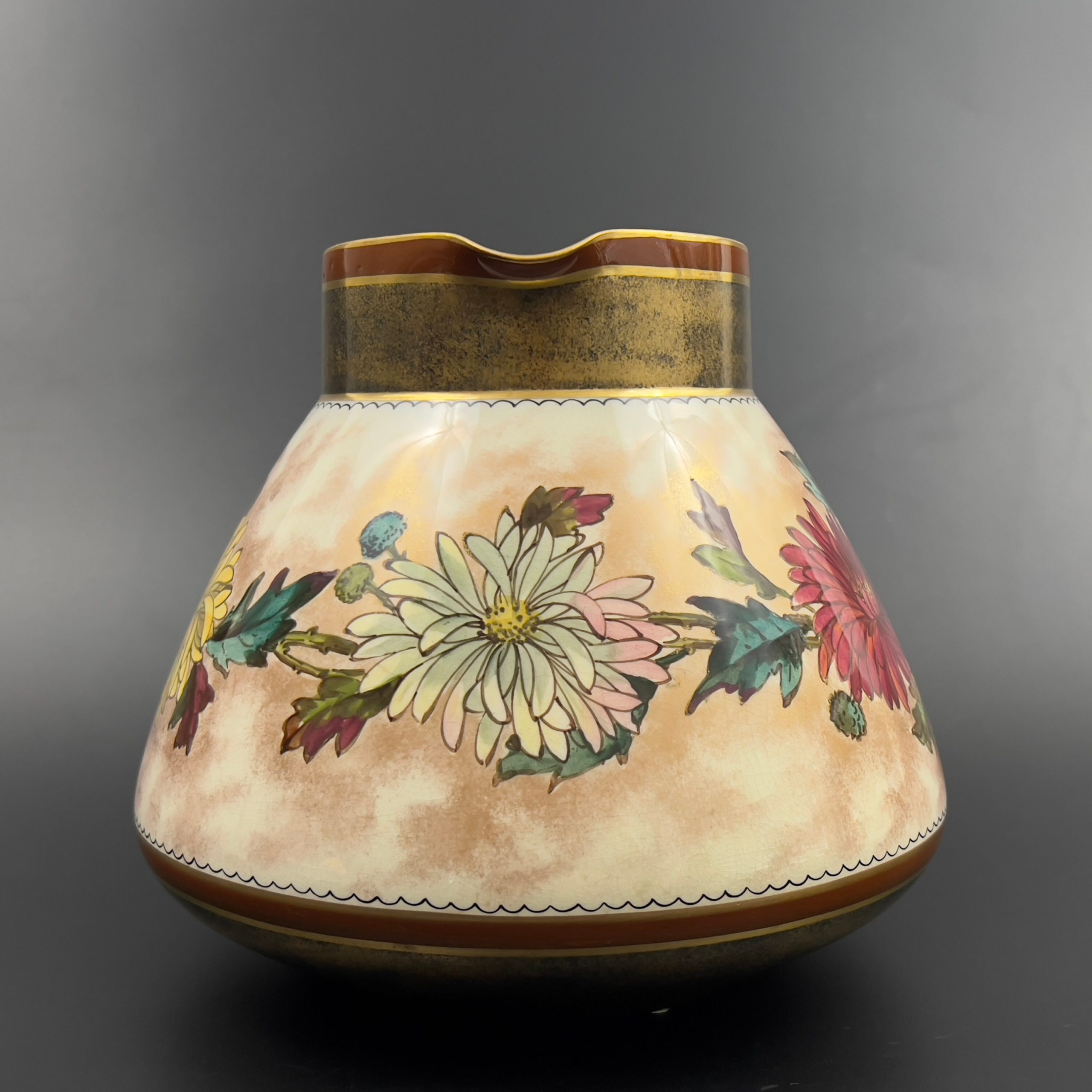 Antique Royal Doulton Floral Pitcher: 1879 Victorian Earthenware Jug - Image 3