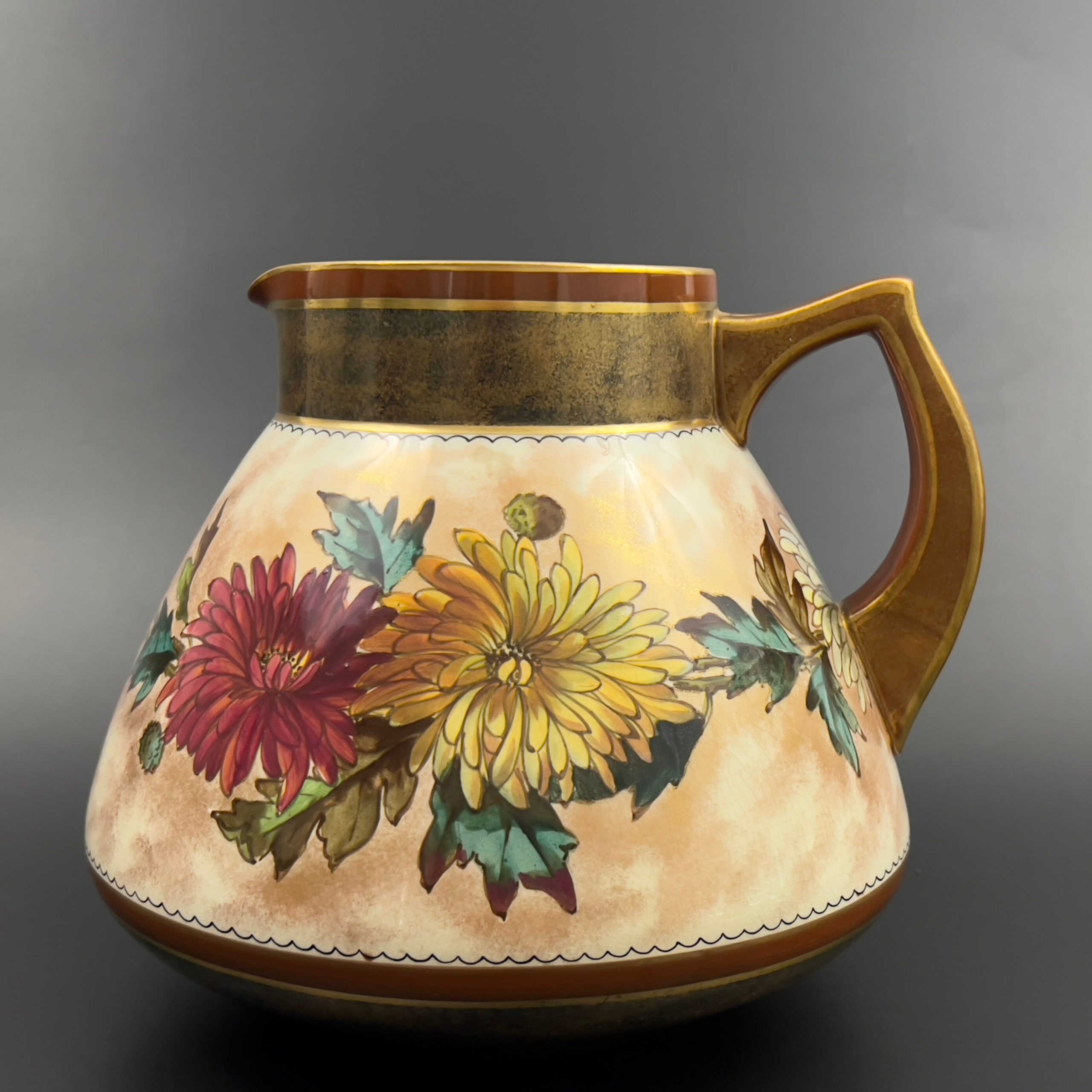 Antique Royal Doulton Floral Pitcher: 1879 Victorian Earthenware Jug - Image 4
