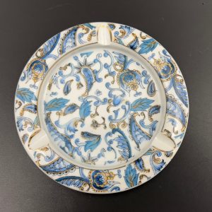 Vintage Lefton Porcelain Ashtray: Blue Paisley Trinket Dish
