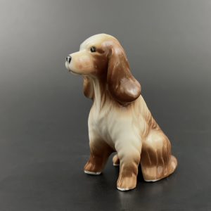 Vintage Porcelain English Cocker Spaniel Figurine: Brown & White