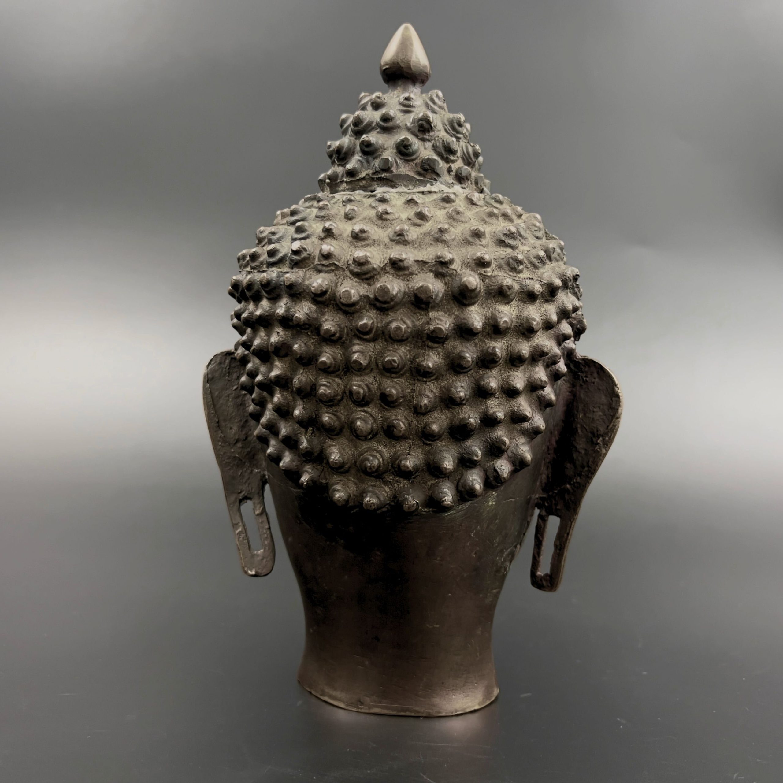 Vintage Bronze Buddha Head: Nepali Meditation Statue - Image 10