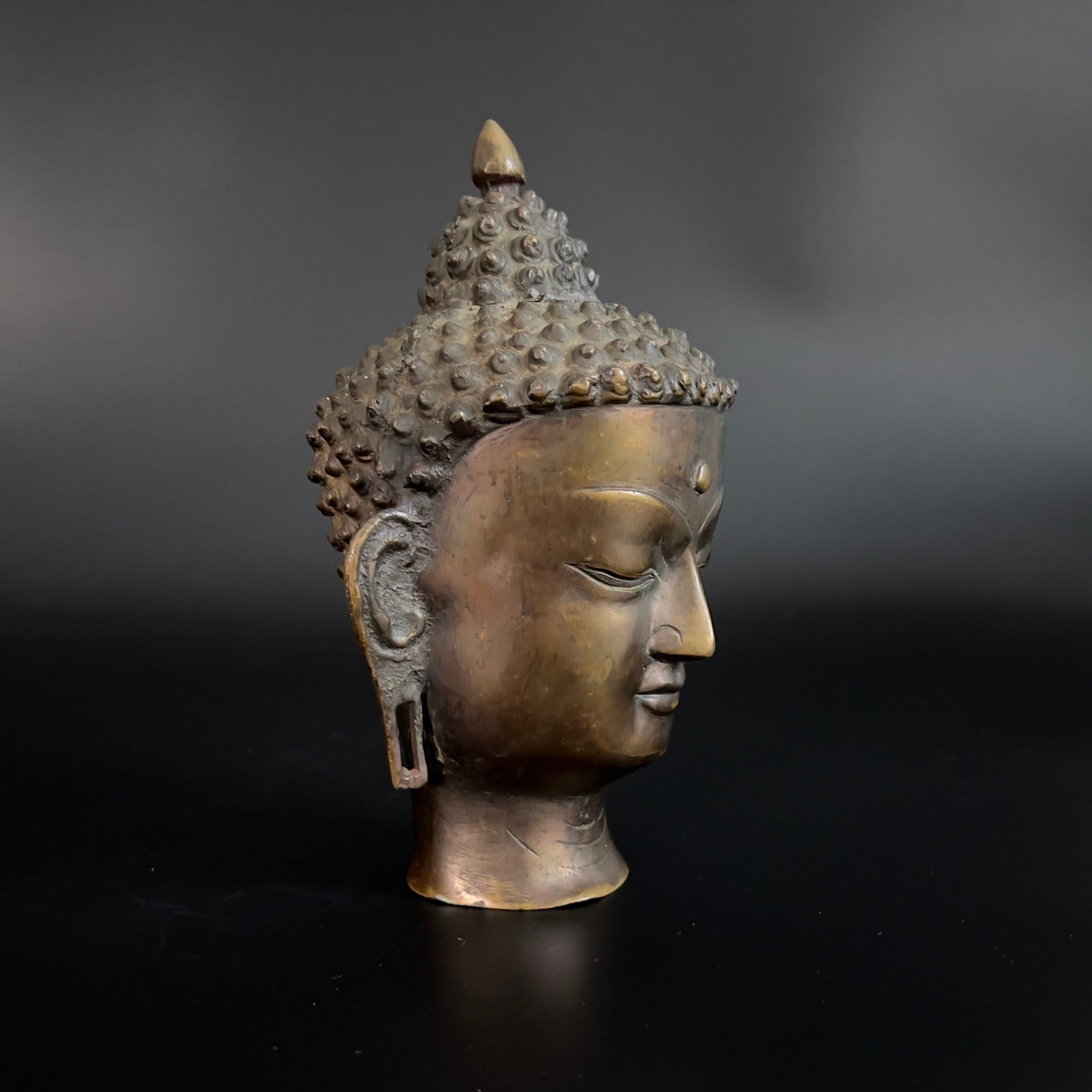 Vintage Bronze Buddha Head: Nepali Meditation Statue - Image 5