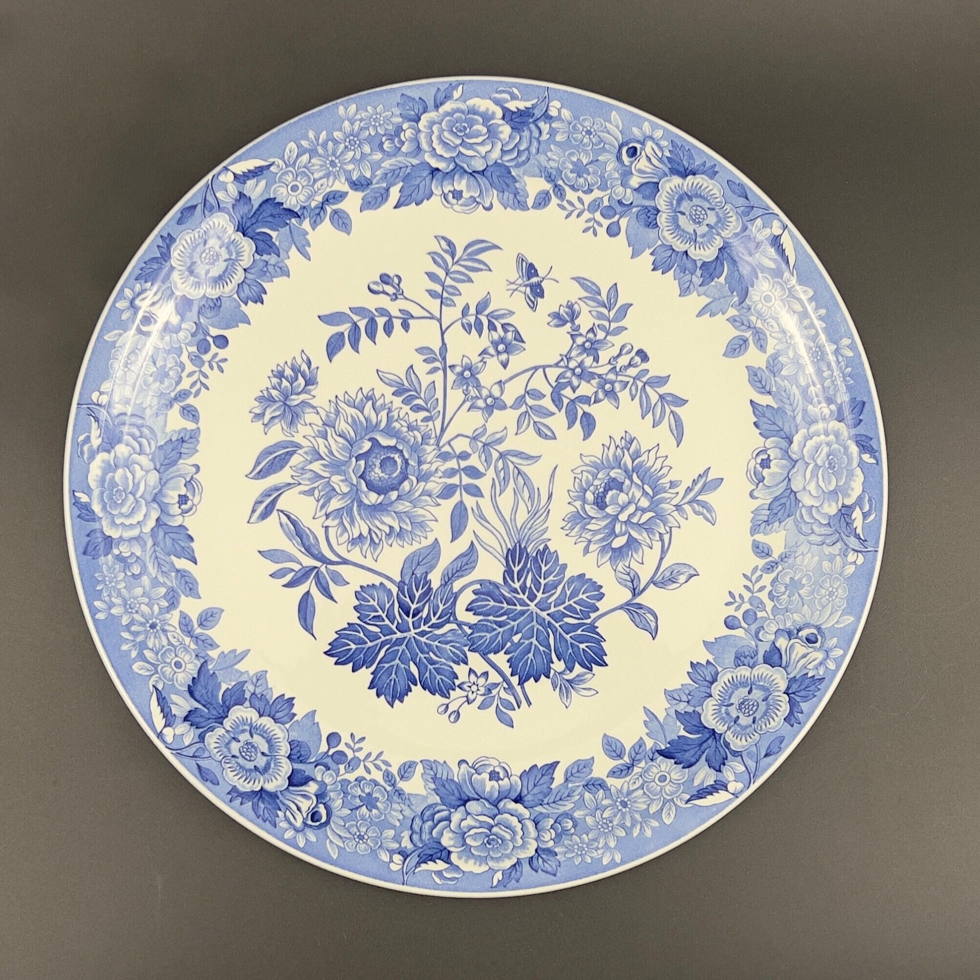 Spode Jasmine Platter: Blue Floral Transferware Cake Plate (13 Inch) - Image 4