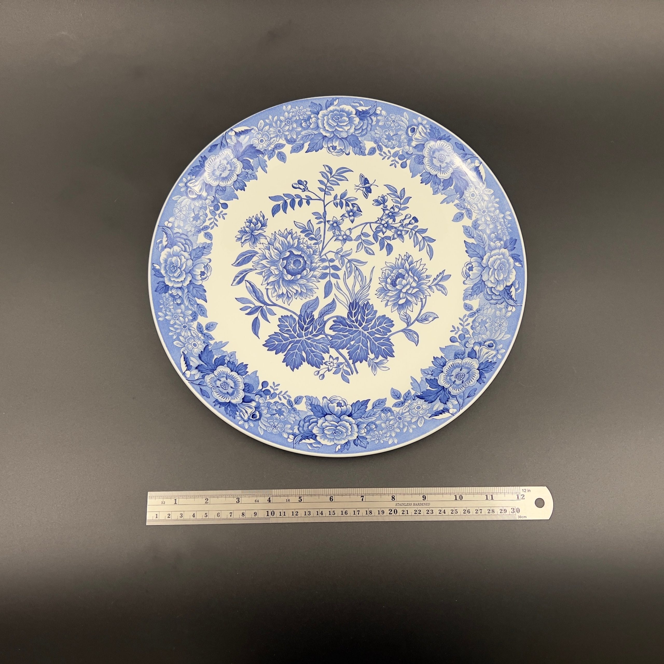 Spode Jasmine Platter: Blue Floral Transferware Cake Plate (13 Inch) - Image 5