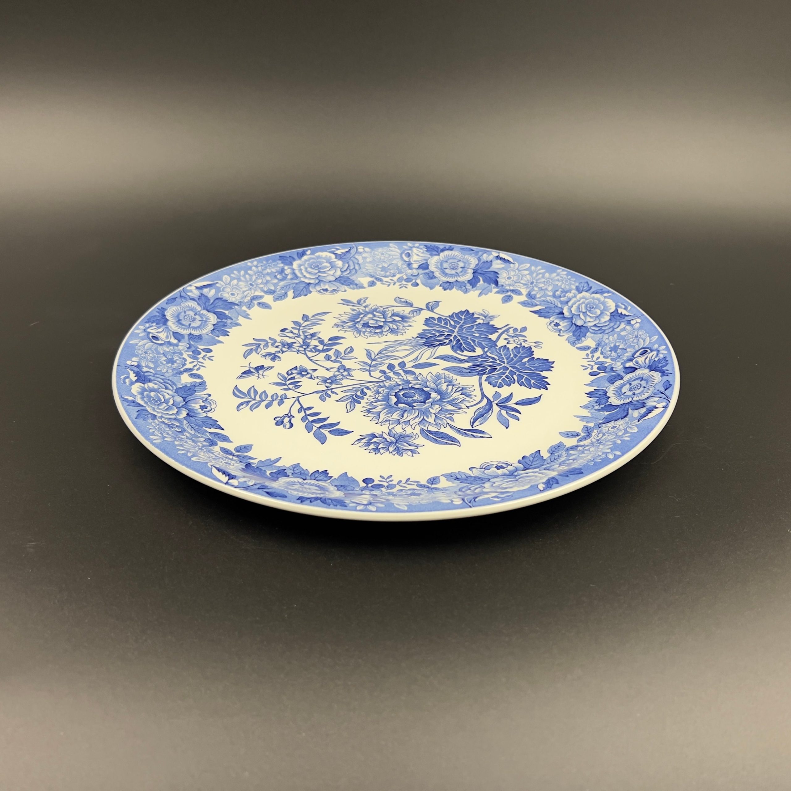 Spode Jasmine Platter: Blue Floral Transferware Cake Plate (13 Inch) - Image 6