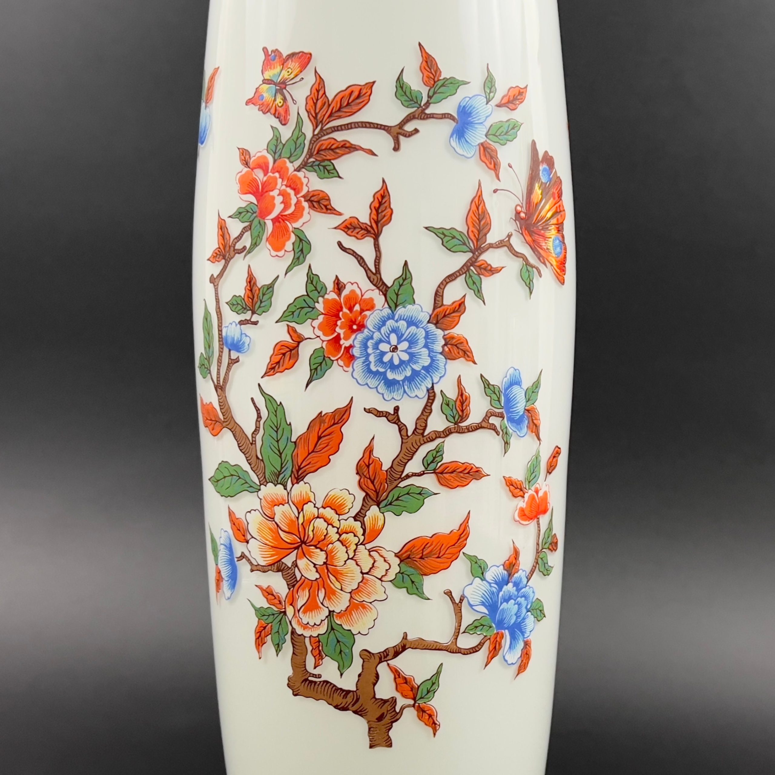 Vintage UCGC Opaline Glass Vase: Floral Butterfly Design, Gold Gilt Accent - Image 6