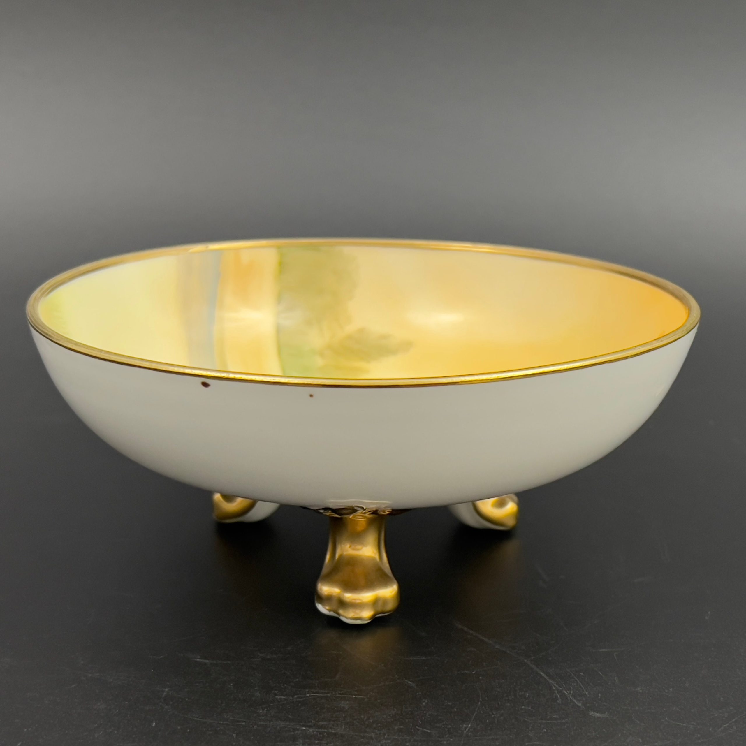 Antique Nippon Footed Bowl: Hand-Painted Landscape, Gold Gilt Rim - Image 7