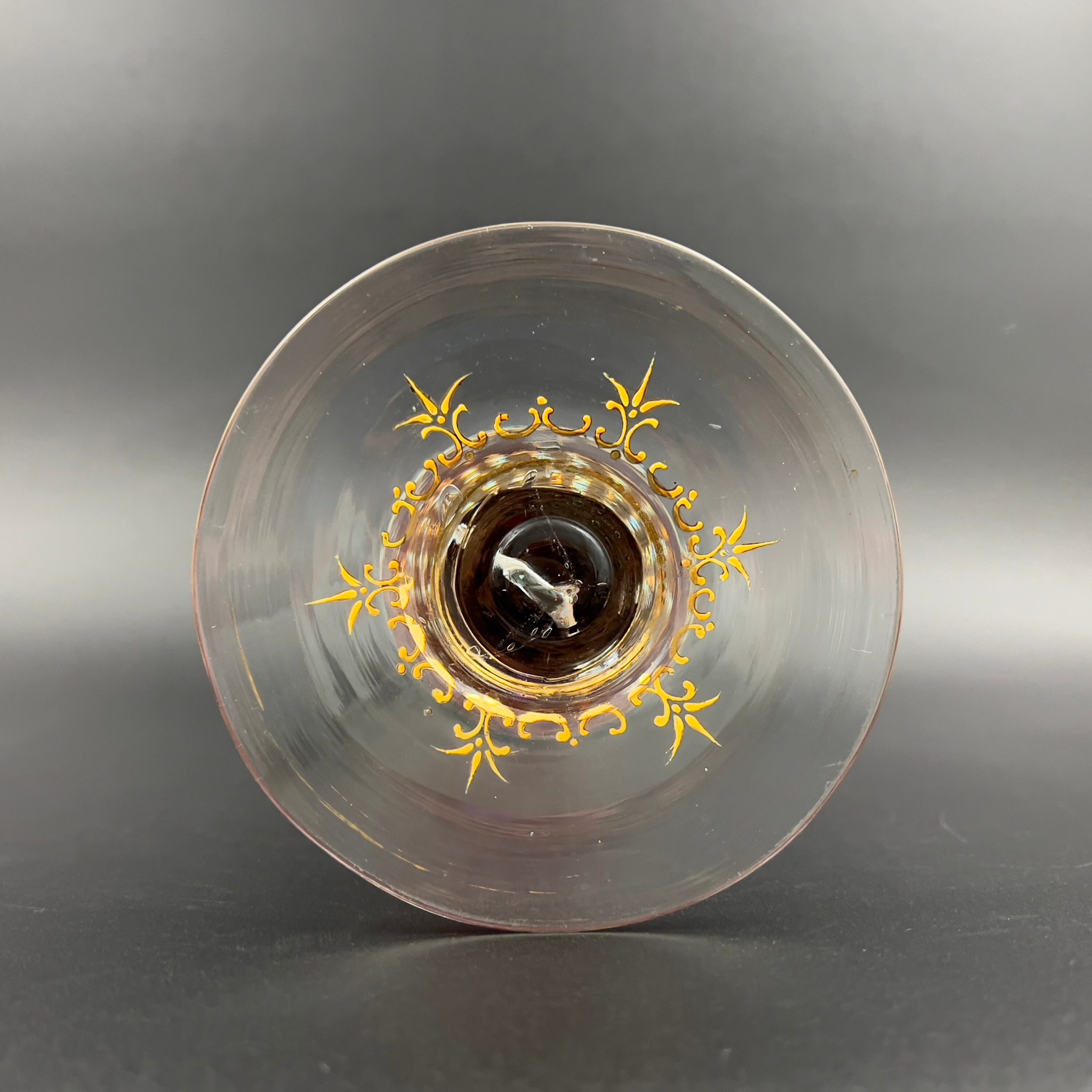 Antique Moser Cranberry Glass Trumpet Vase: Bohemian Gold Enamel, 14 inch - Image 11