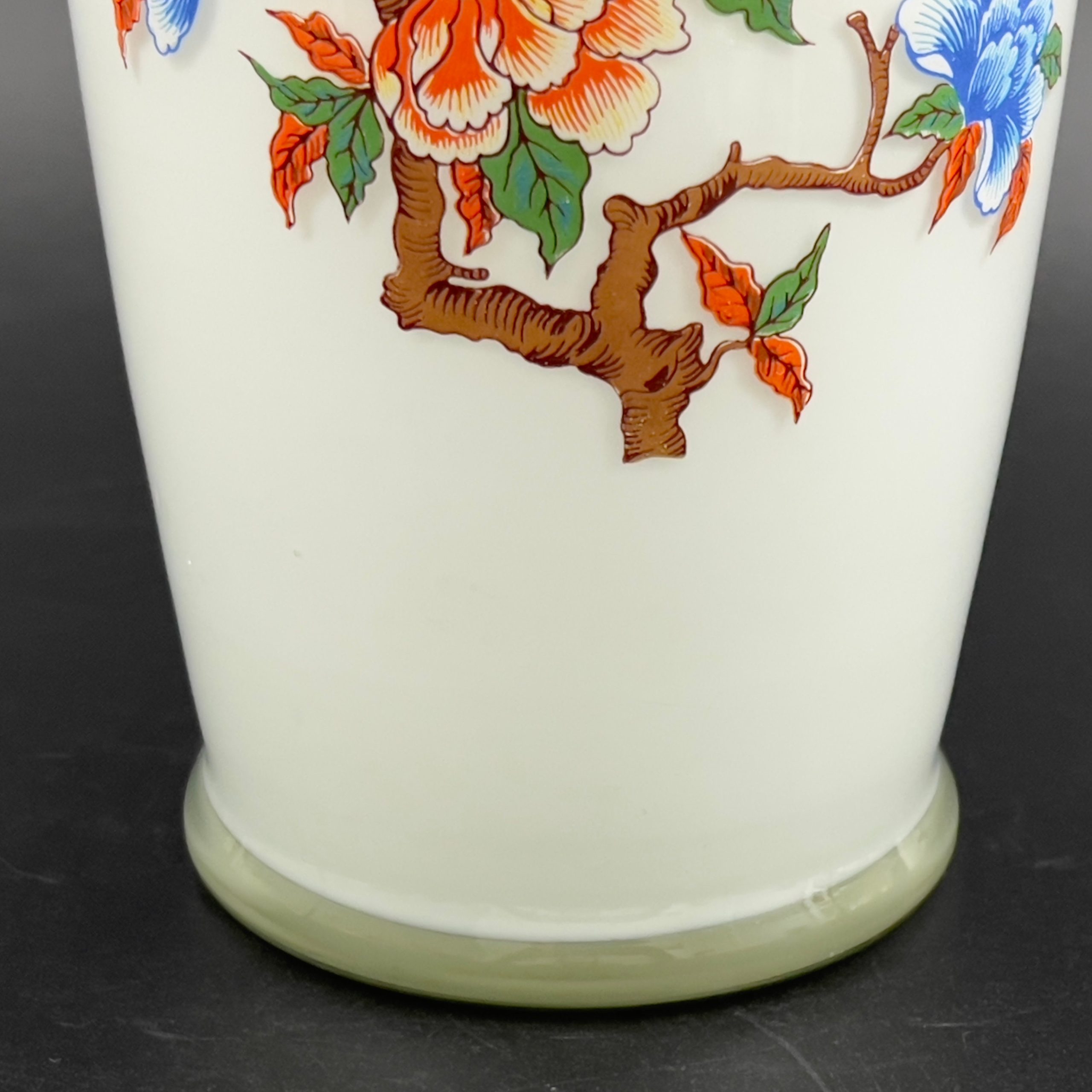 Vintage UCGC Opaline Glass Vase: Floral Butterfly Design, Gold Gilt Accent - Image 10