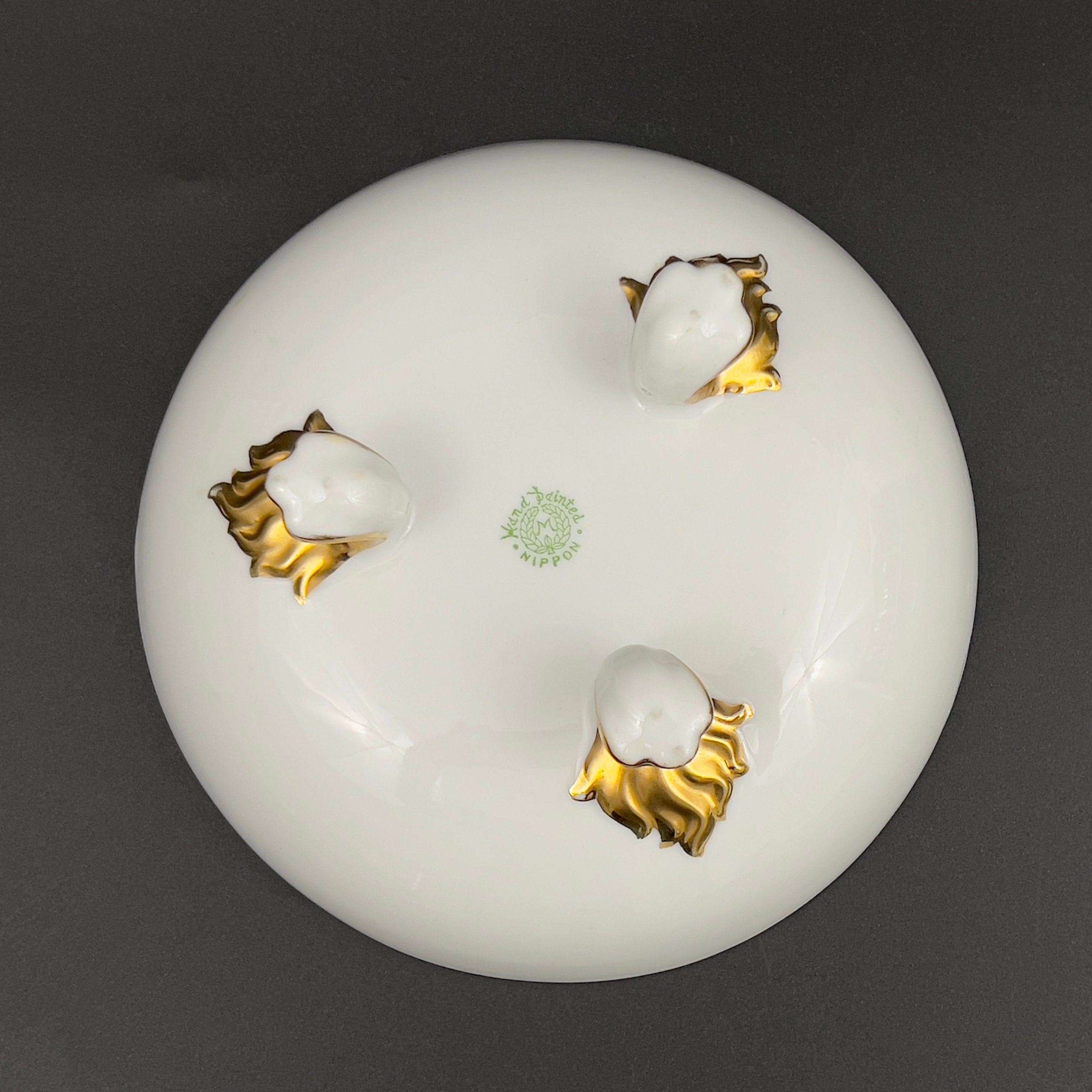 Antique Nippon Footed Bowl: Hand-Painted Landscape, Gold Gilt Rim - Image 9