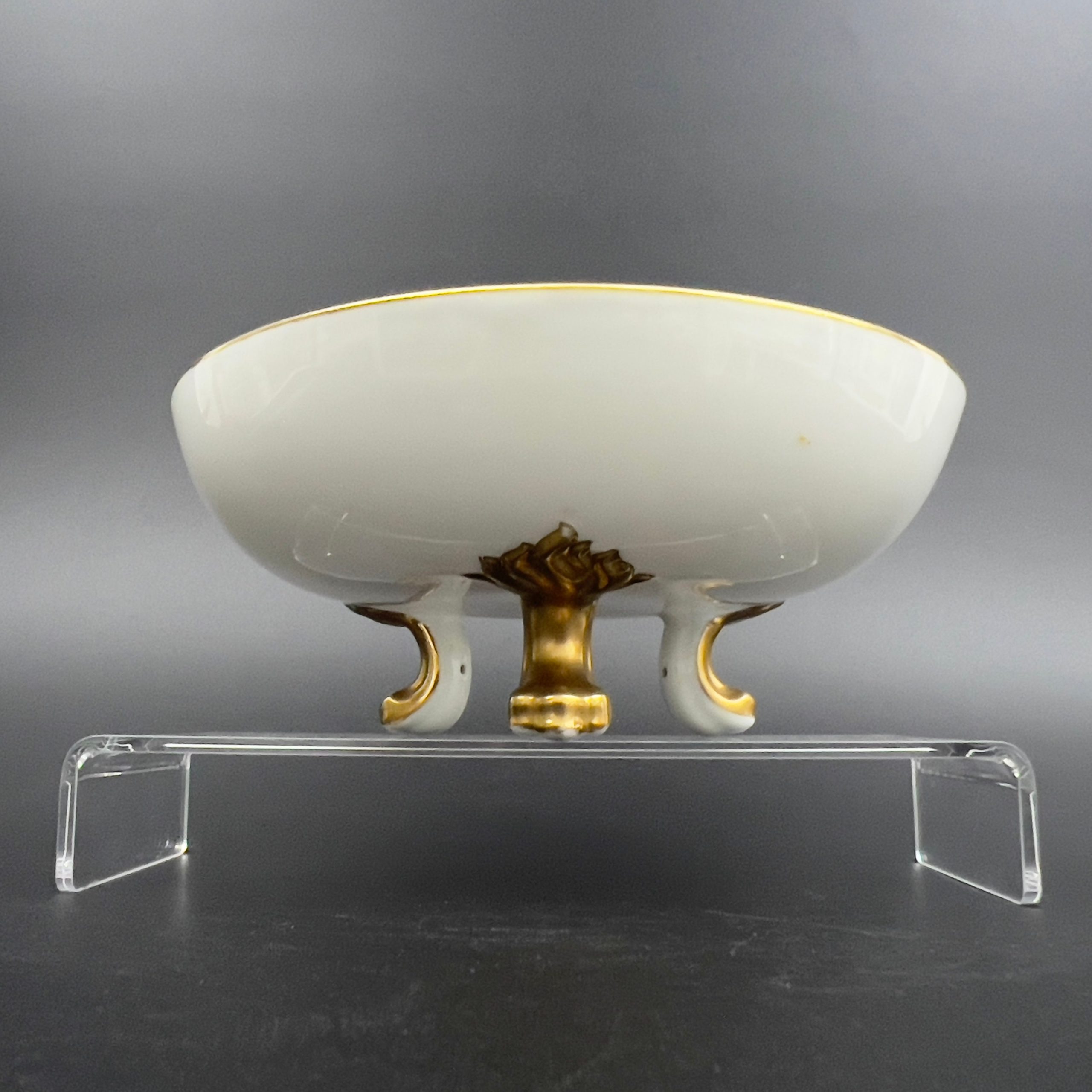 Antique Nippon Footed Bowl: Hand-Painted Landscape, Gold Gilt Rim - Image 8