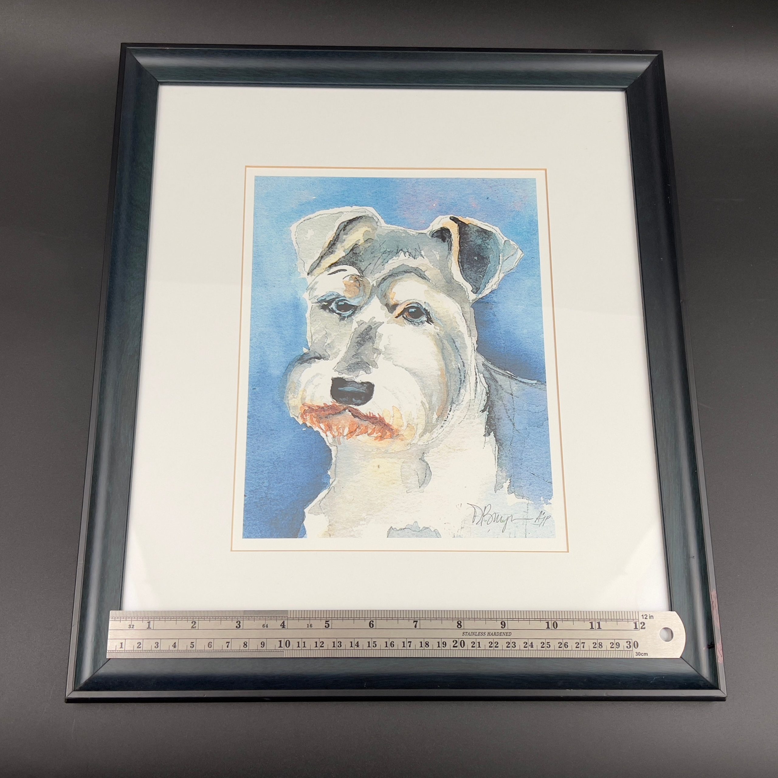 Framed Schnauzer Dog Watercolor Portrait: Signed Artist's Proof Print - Image 10